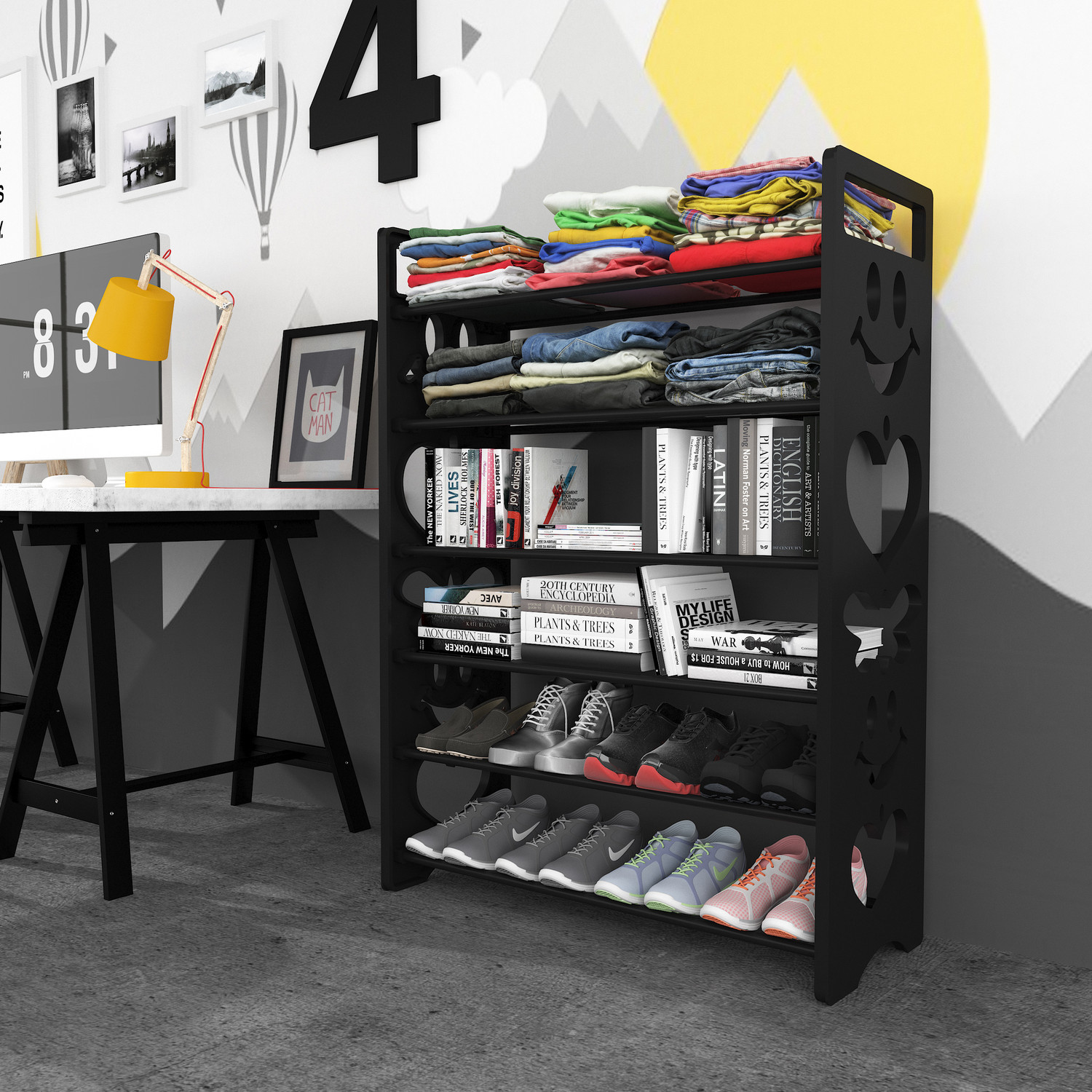 Image of Trendy Delta Premium 6 shelf Plastic And Steel Shoe Rack For Home (24 Pairs) Plastic, Metal Shoe Stand (Gloss, 6 Shelves, DIY(Do-It-Yourself))