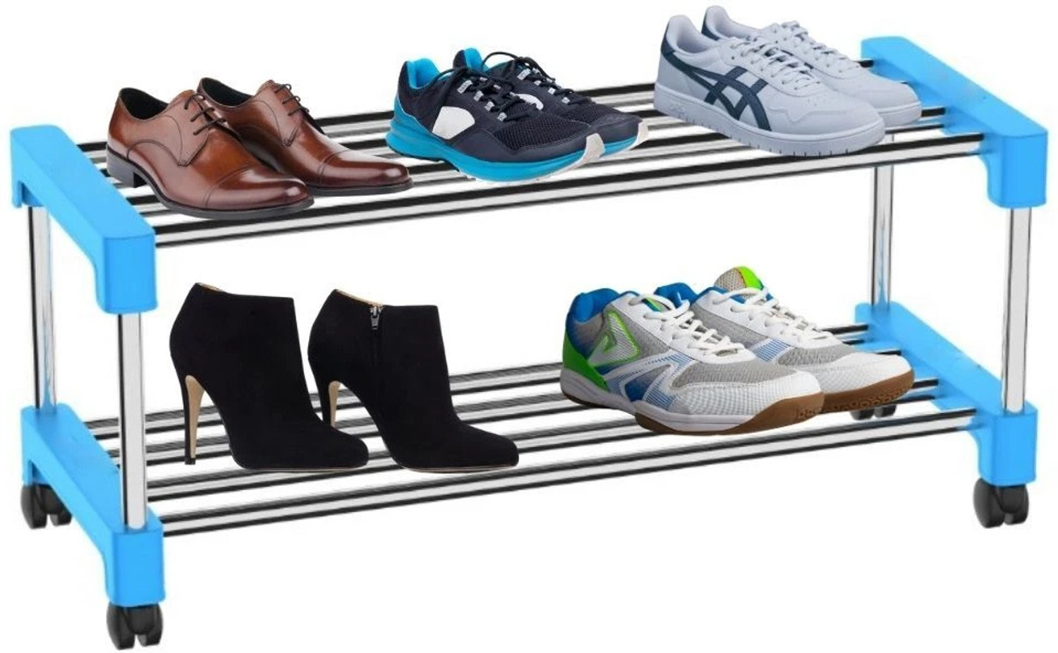 Image of RUSHIL WERE 3 Shelves Premium Metal and Durable, Easy to Assemble, Space Saving Shoe Rack Metal, Plastic Shoe Stand (Black, 3 Shelves, DIY(Do-It-Yourself))