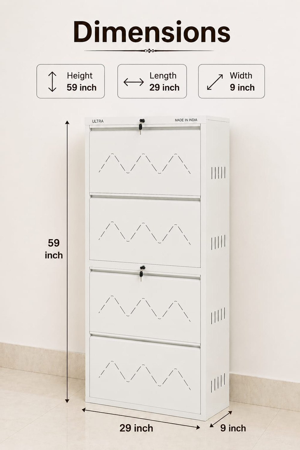 Image of ULTRAALMIRAH ULTRA SHOE RACK B3 Metal Shoe Rack (BEIGE, 4 Shelves, Pre-assembled)