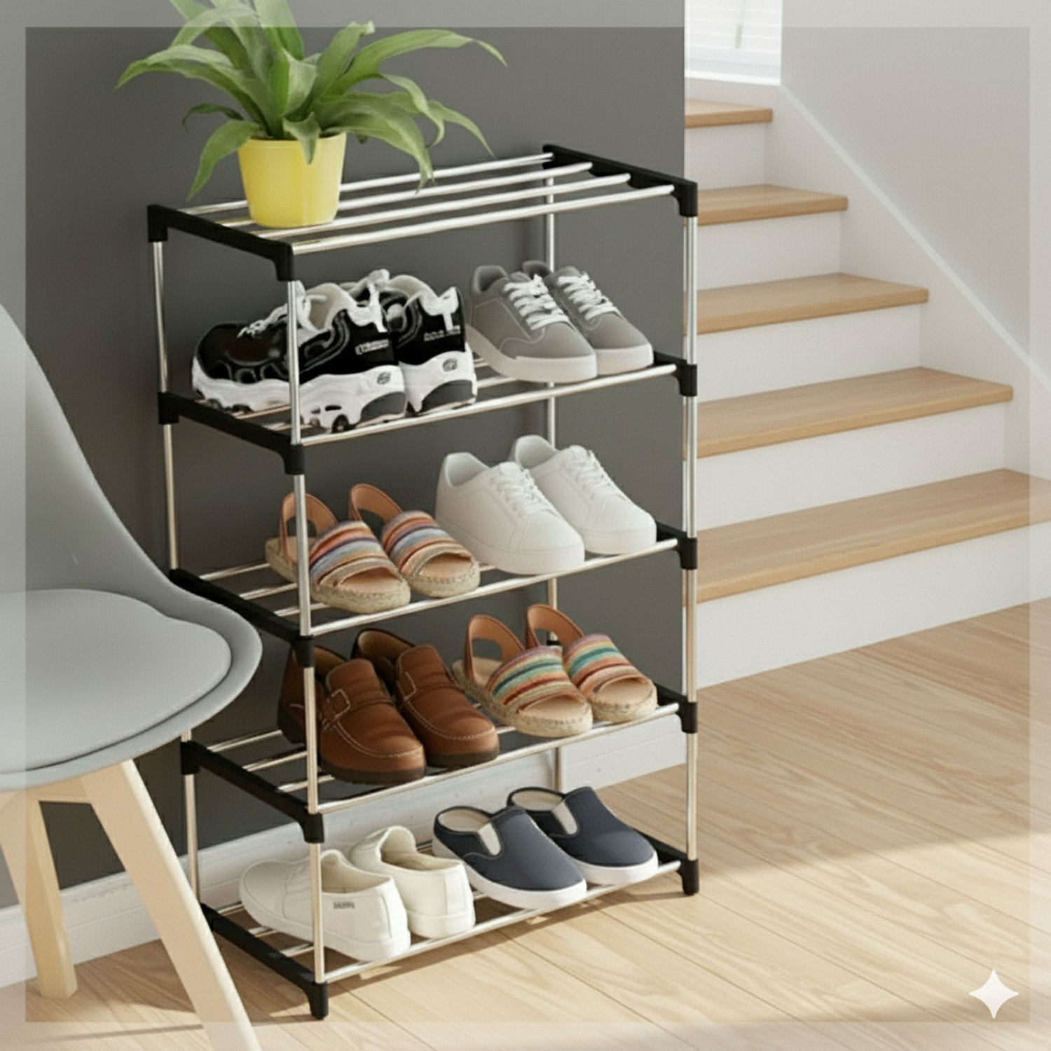 Image of YASHVI This is a great storage cabinet for your home to store your shoes, books, kids Plastic Shoe Stand (black, 5 Shelves, DIY(Do-It-Yourself))