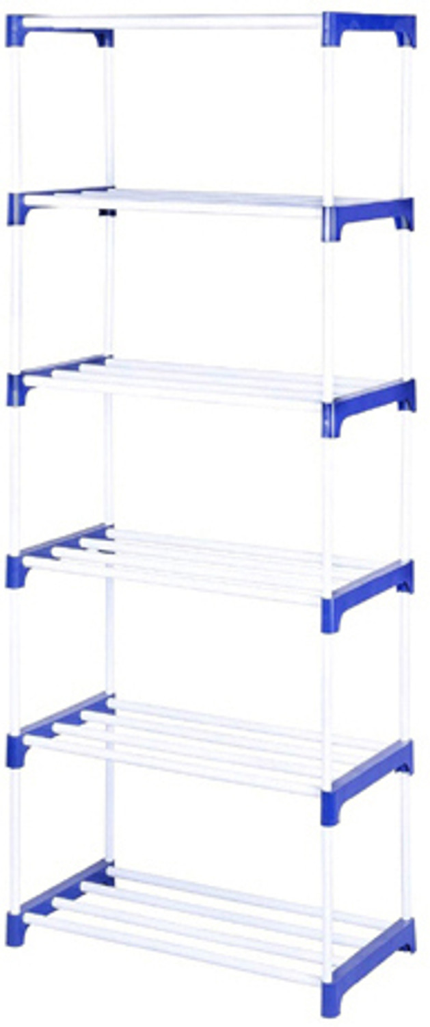 Image of byte 6 Step Shoe Rack Plastic And PVC Plastic Collapsible Shoe Stand Plastic Collapsible Shoe Stand (Blue, 6 Shelves, DIY(Do-It-Yourself))