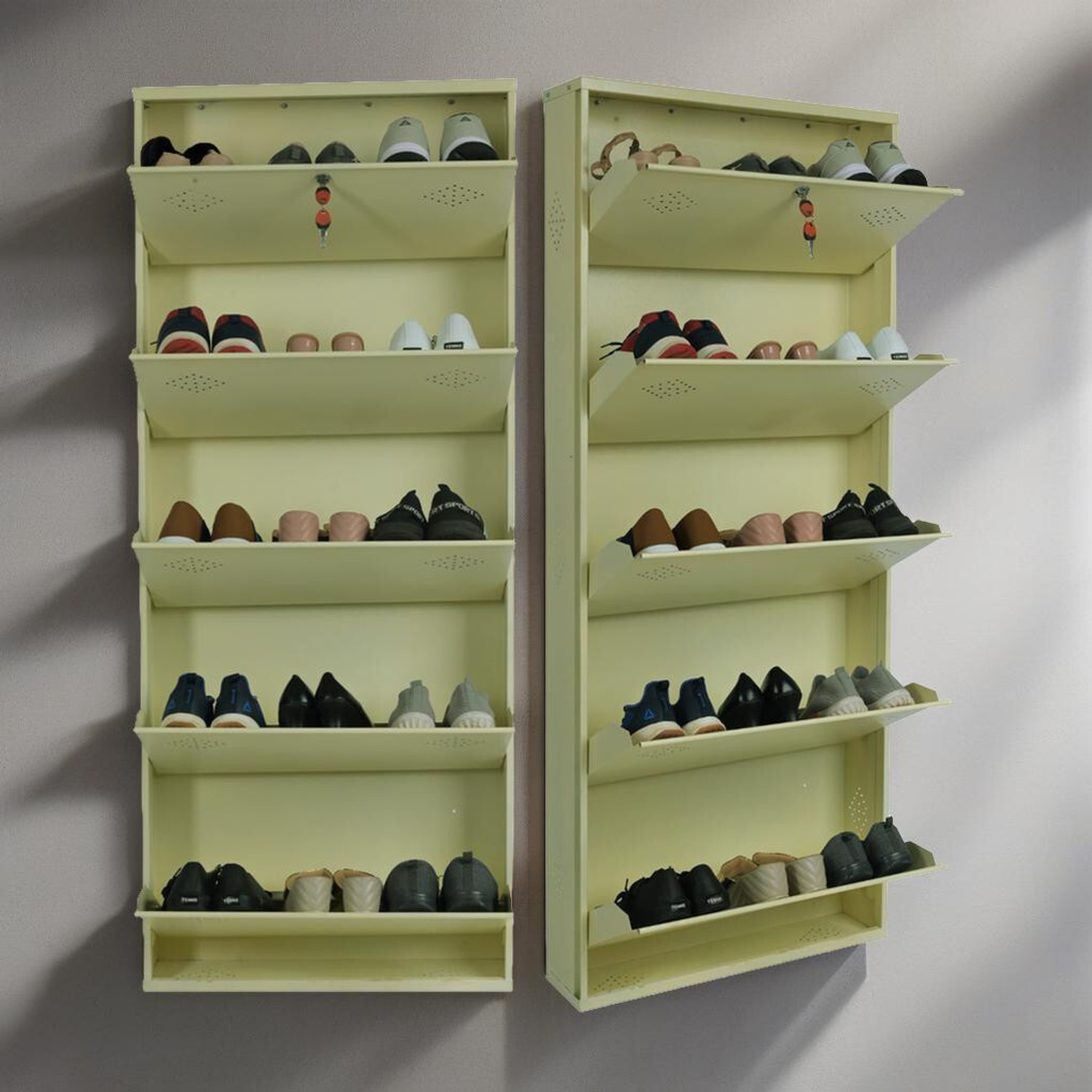 Image of ULTRAALMIRAH ULTRA SHOE RACK B3 Metal Shoe Rack (BEIGE, 4 Shelves, Pre-assembled)