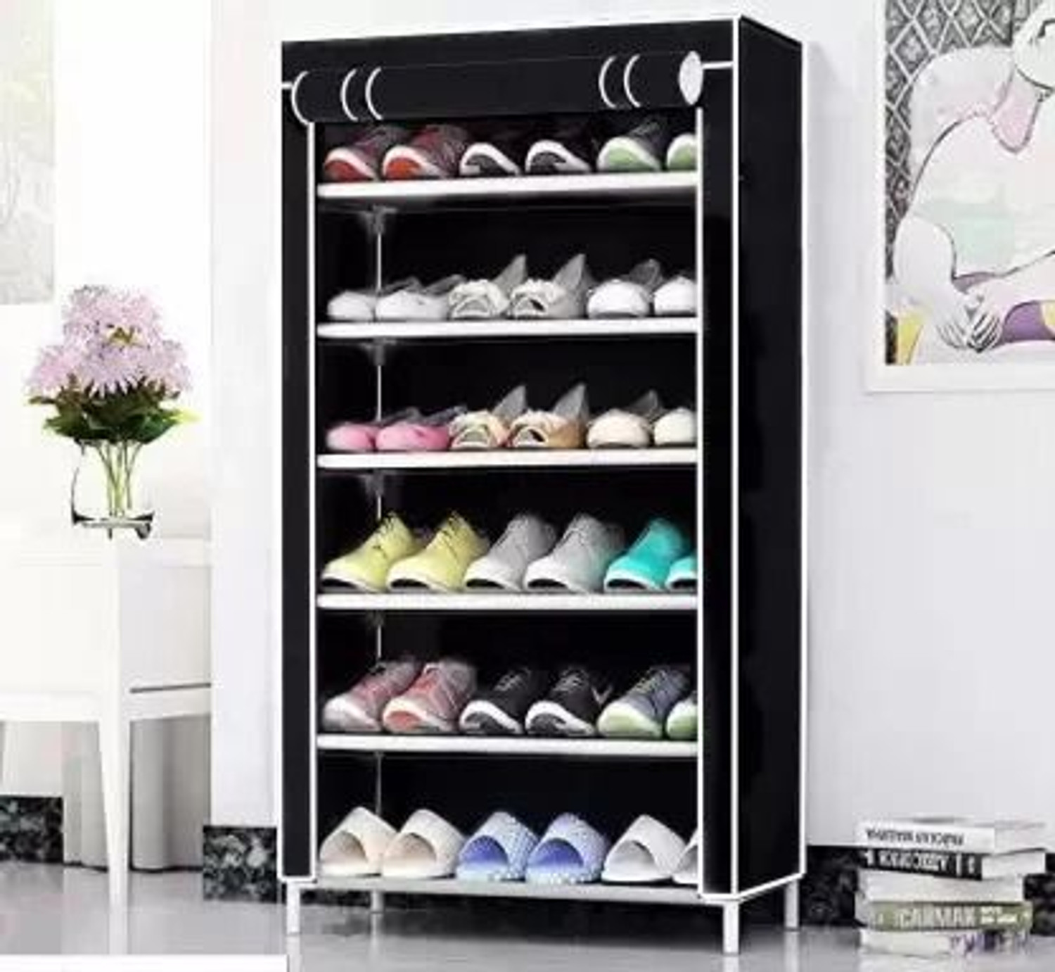 Image of YASHVI Plastic Shoe Stand (S16 27 Sky Blue(A5), 5 Shelves, DIY(Do-It-Yourself))
