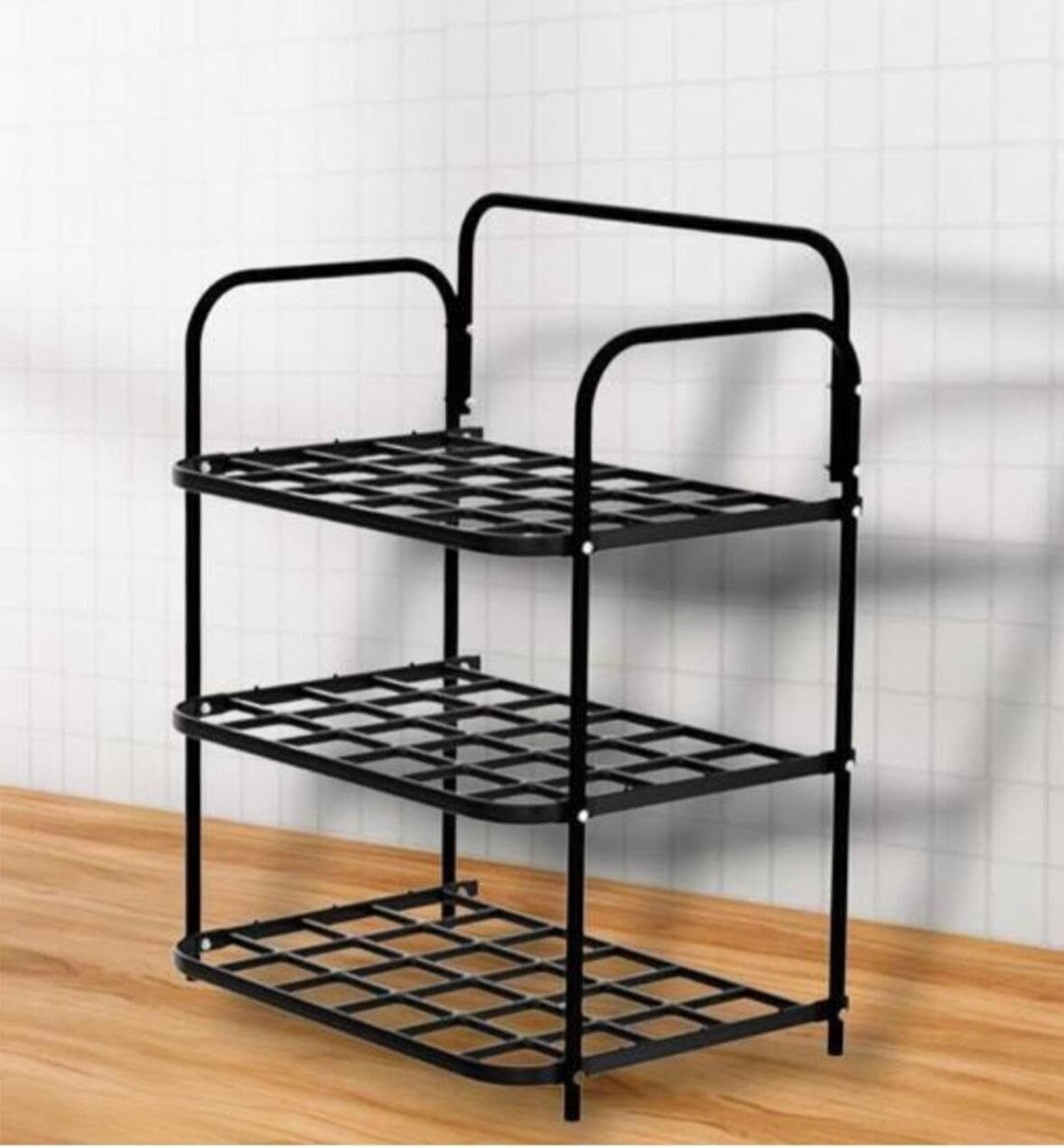 Image of KRUGER Metal Shoe Rack (Cream and Grey, 5 Shelves, Pre-assembled)