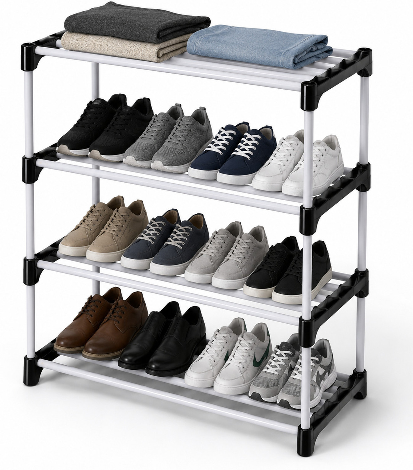 Image of Nilkamal Freedom Mini 09 (FMSC09) Sandy & Dark Brown Plastic Shoe Rack (Sandy and Dark Brown, 3 Shelves, DIY(Do-It-Yourself))