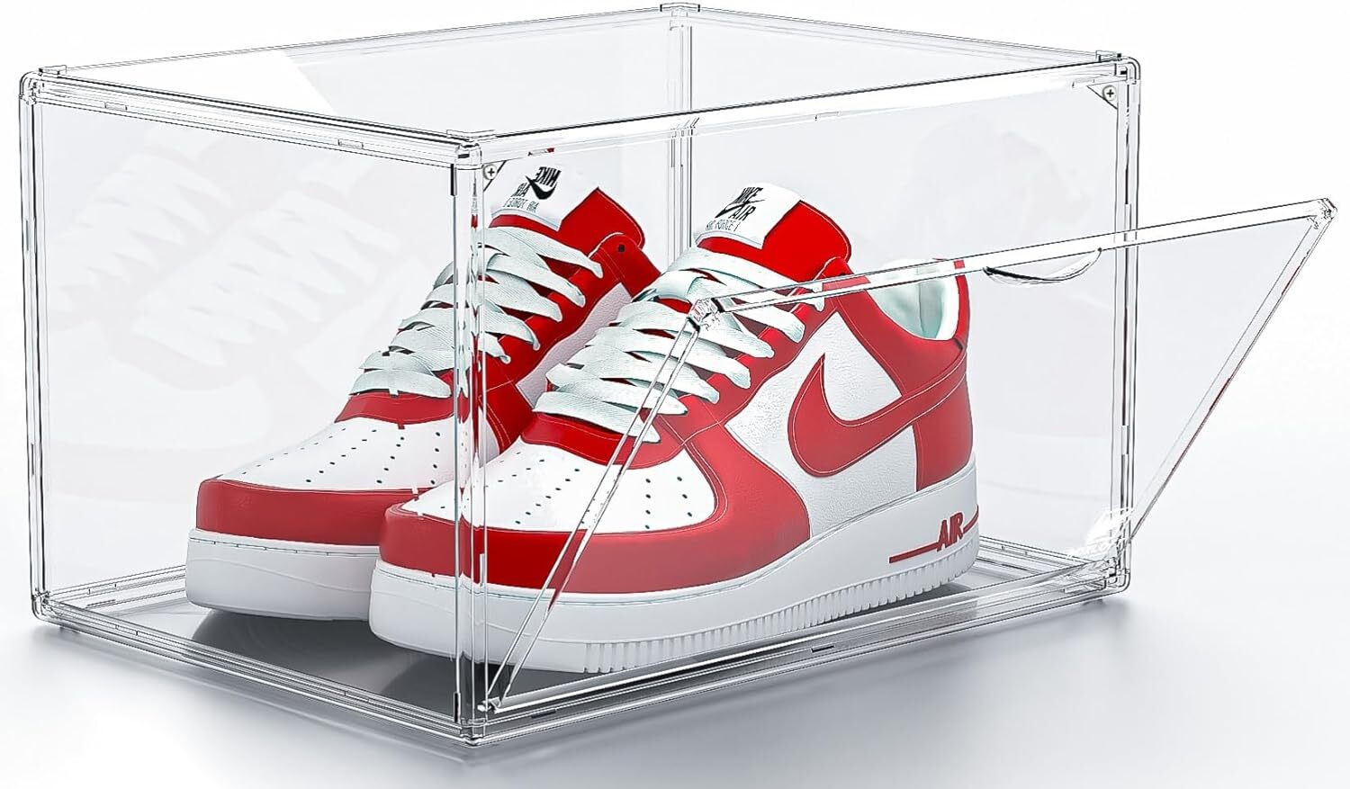 BOXLOFT Clear Stackable Sneaker Storage Box with Side Door - Image 1