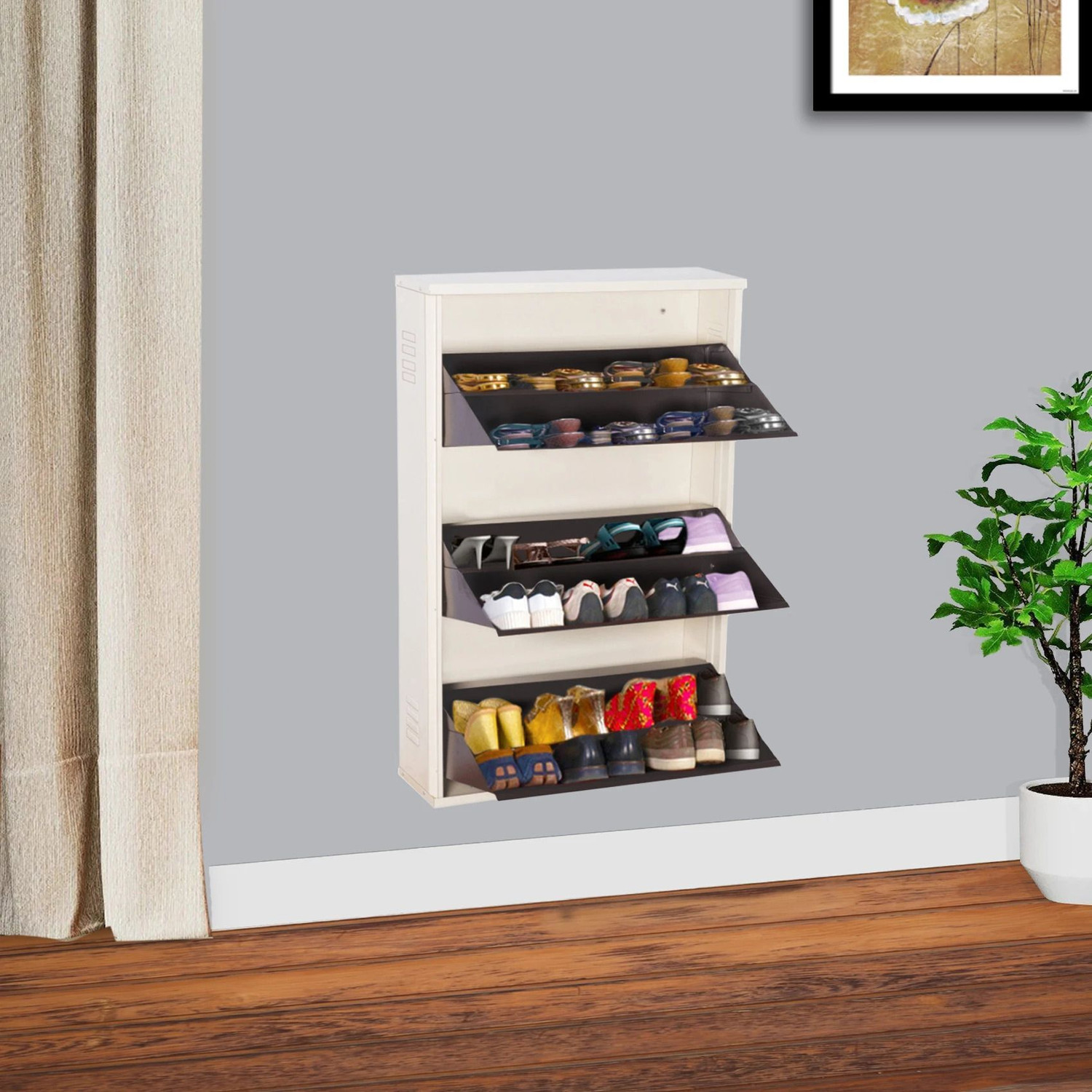 Image of ULTRAALMIRAH ULTRA SHOE RACK B3 Metal Shoe Rack (BEIGE, 4 Shelves, Pre-assembled)