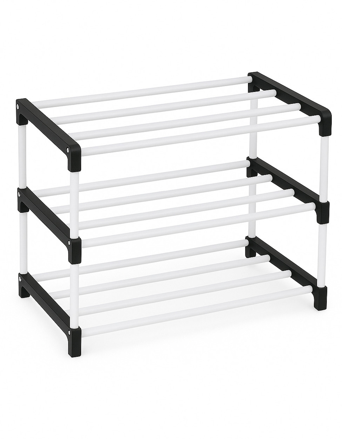 Image of RUSHIL WERE 3 Shelves Premium Metal and Durable, Easy to Assemble, Space Saving Shoe Rack Metal, Plastic Shoe Stand (Black, 3 Shelves, DIY(Do-It-Yourself))