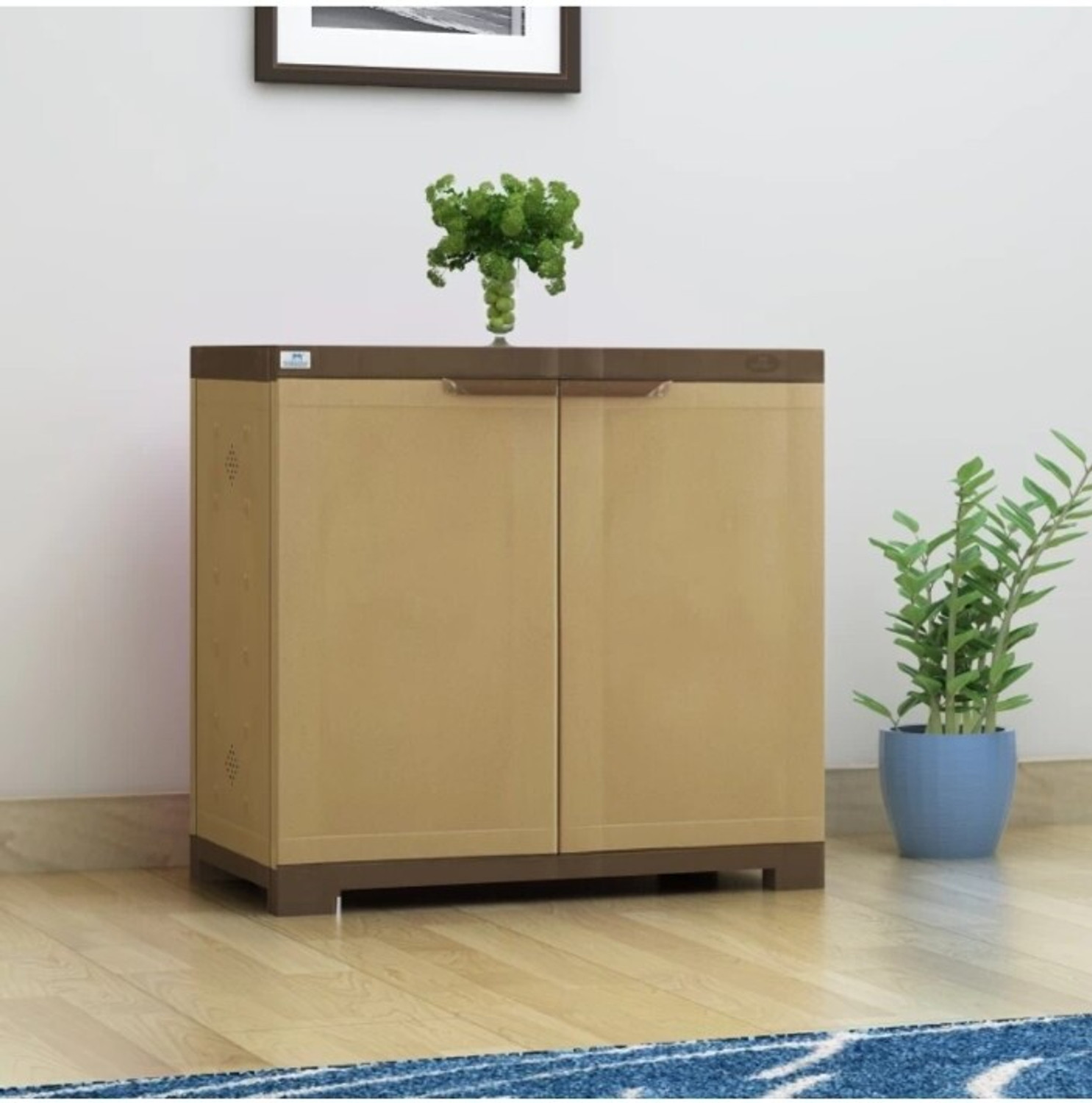 Image of Nilkamal Freedom Mini 09 (FMSC09) Sandy & Dark Brown Plastic Shoe Rack (Sandy and Dark Brown, 3 Shelves, DIY(Do-It-Yourself))