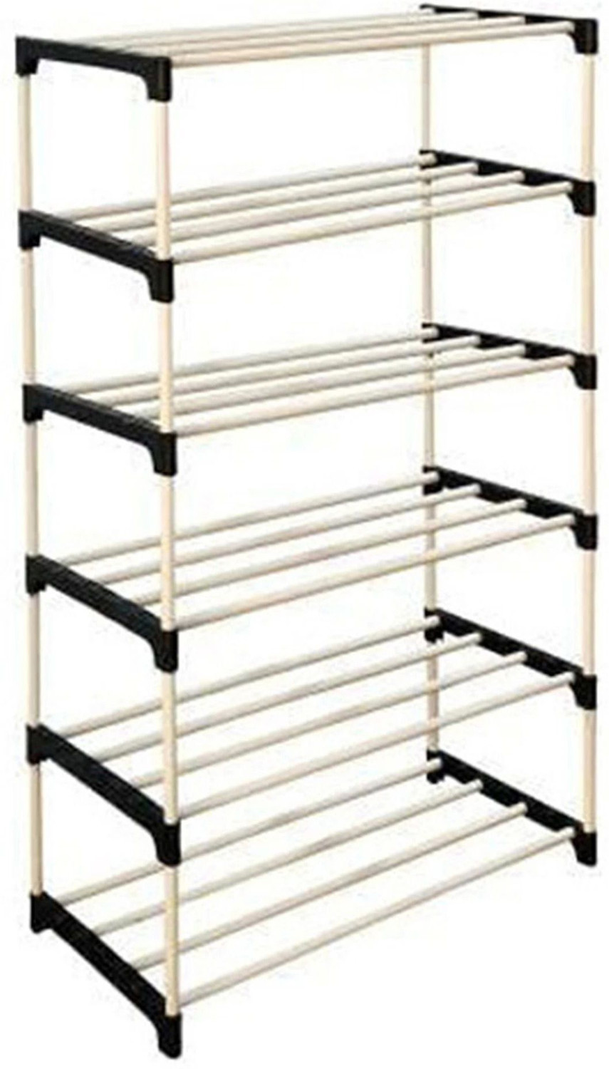 Image of Sasimo 12-Shelf-4-Door Plastic Cubort Shoe Rack Plastic Collapsible Shoe Stand (Grey, 12 Shelves, DIY(Do-It-Yourself))