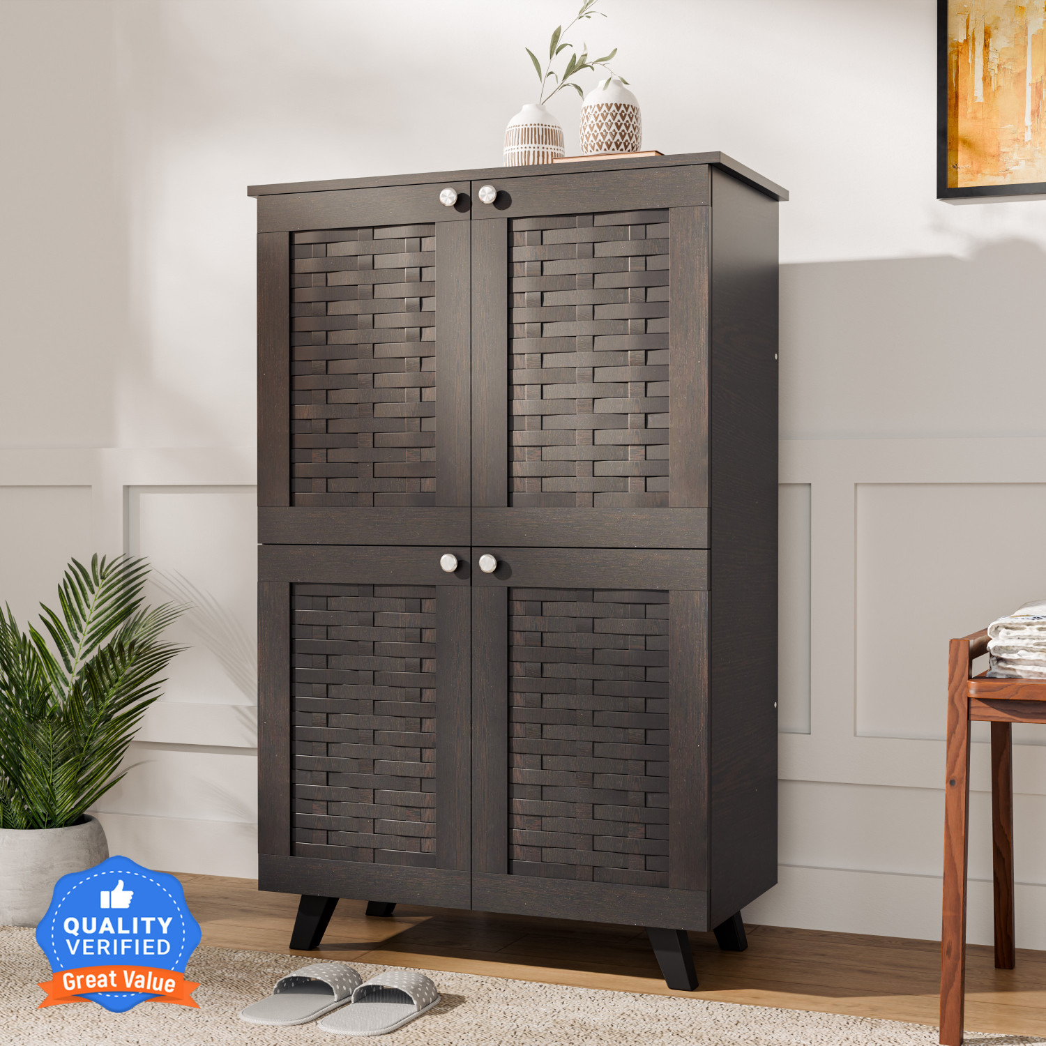 CARLTON LONDON Brogue Engineered Wood Shoe Rack