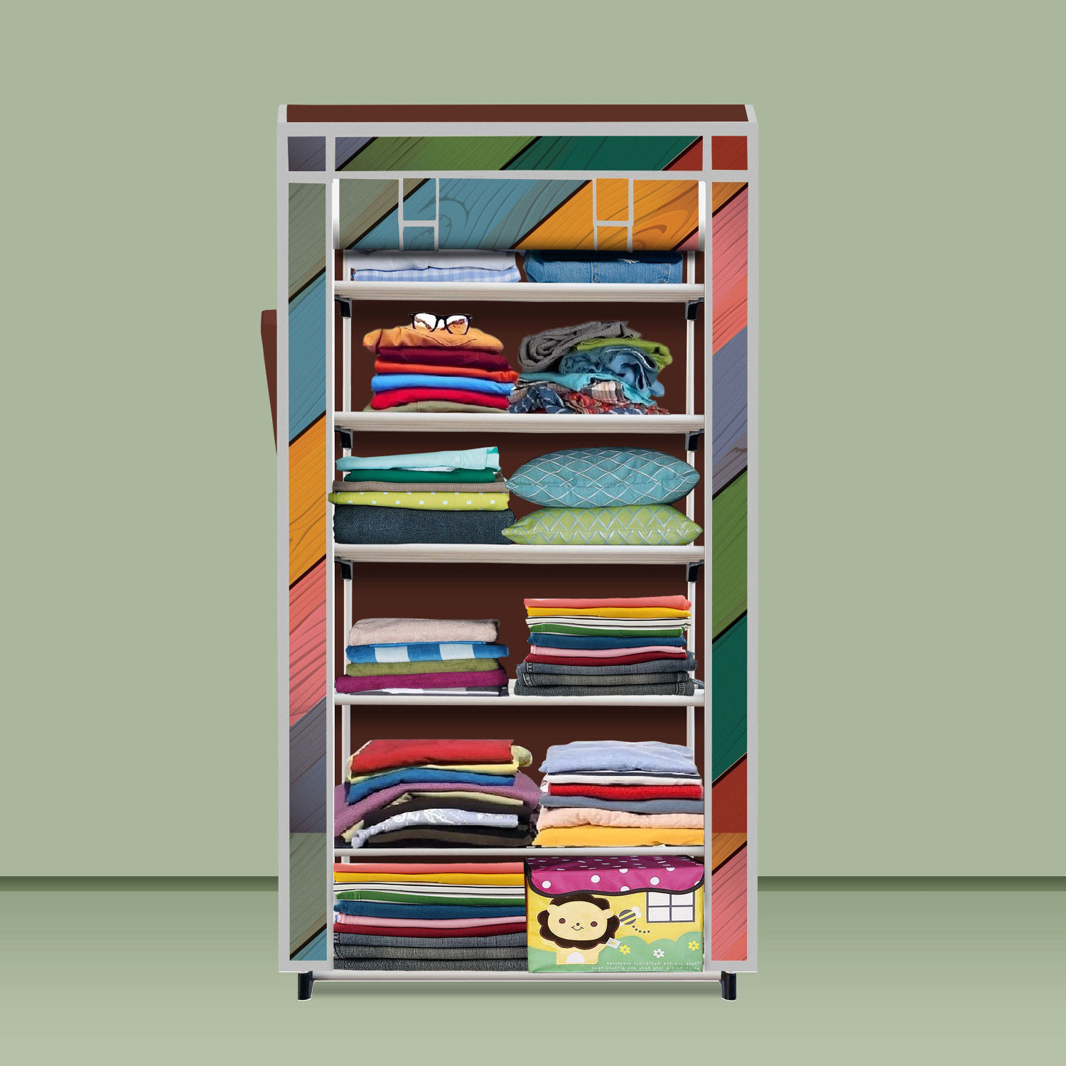 Image of YASHVI Plastic Shoe Stand (S16 Colorful Wood Modern Printed(A6), 6 Shelves, DIY(Do-It-Yourself))