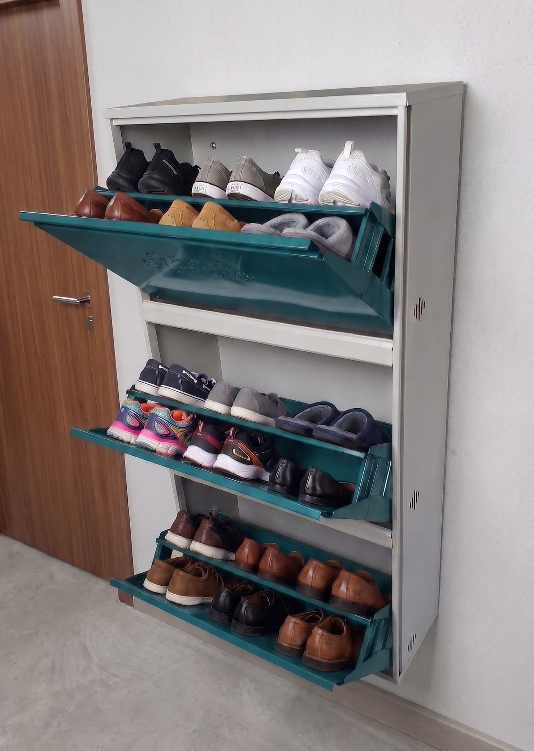 Image of Hayosha 12-Shelf-6-Door Plastic Cubort Shoe Rack Metal, Plastic Collapsible Shoe Stand (18|Black, 18 Shelves, DIY(Do-It-Yourself))