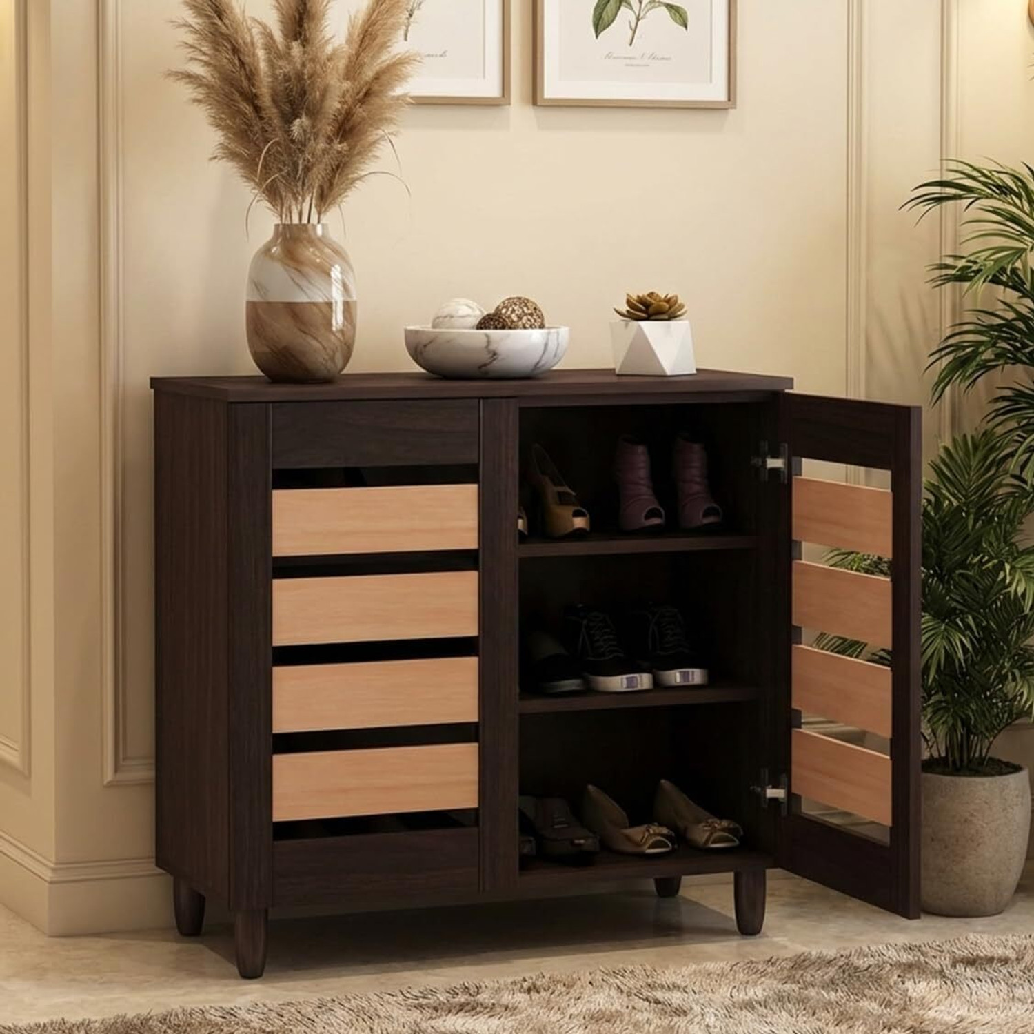 Image of Flipkart Perfect Homes Ever Fresh Two Door Engineered Wood Shoe Rack (Wenge, 3 Shelves, DIY(Do-It-Yourself))