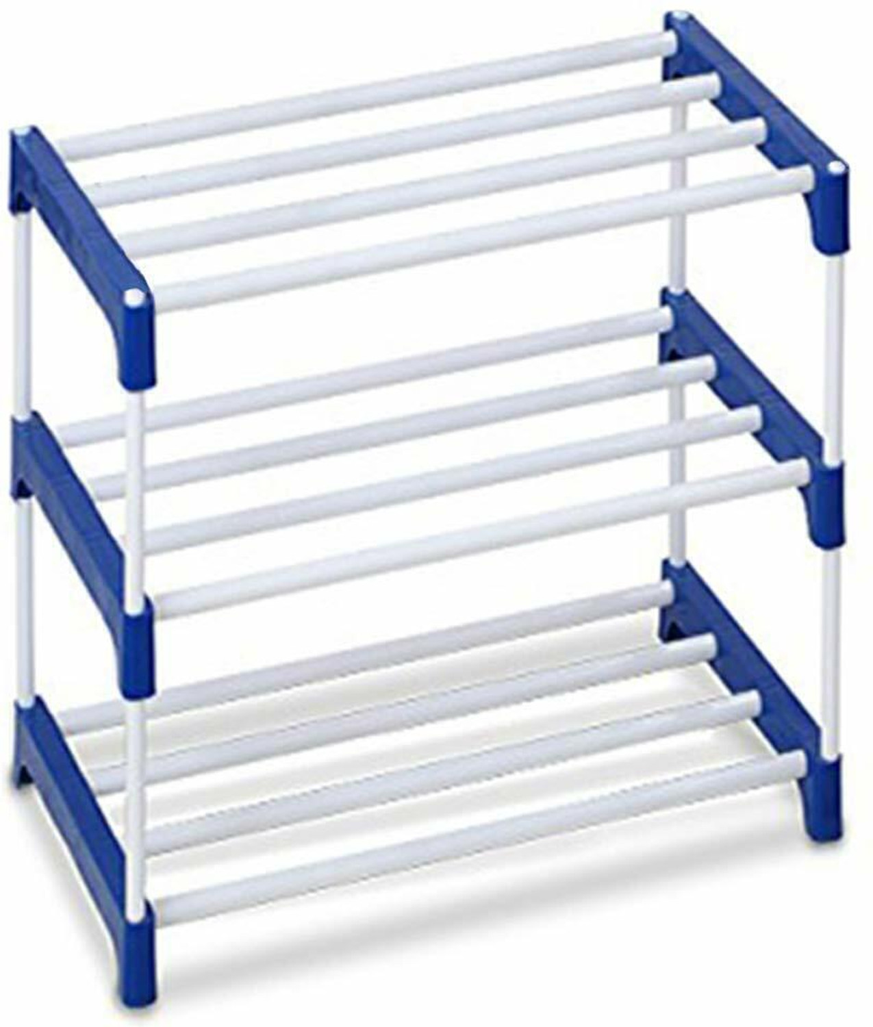 Image of RUSHIL WERE 3 Shelves Premium Metal and Durable, Easy to Assemble, Space Saving Shoe Rack Metal, Plastic Shoe Stand (Black, 3 Shelves, DIY(Do-It-Yourself))
