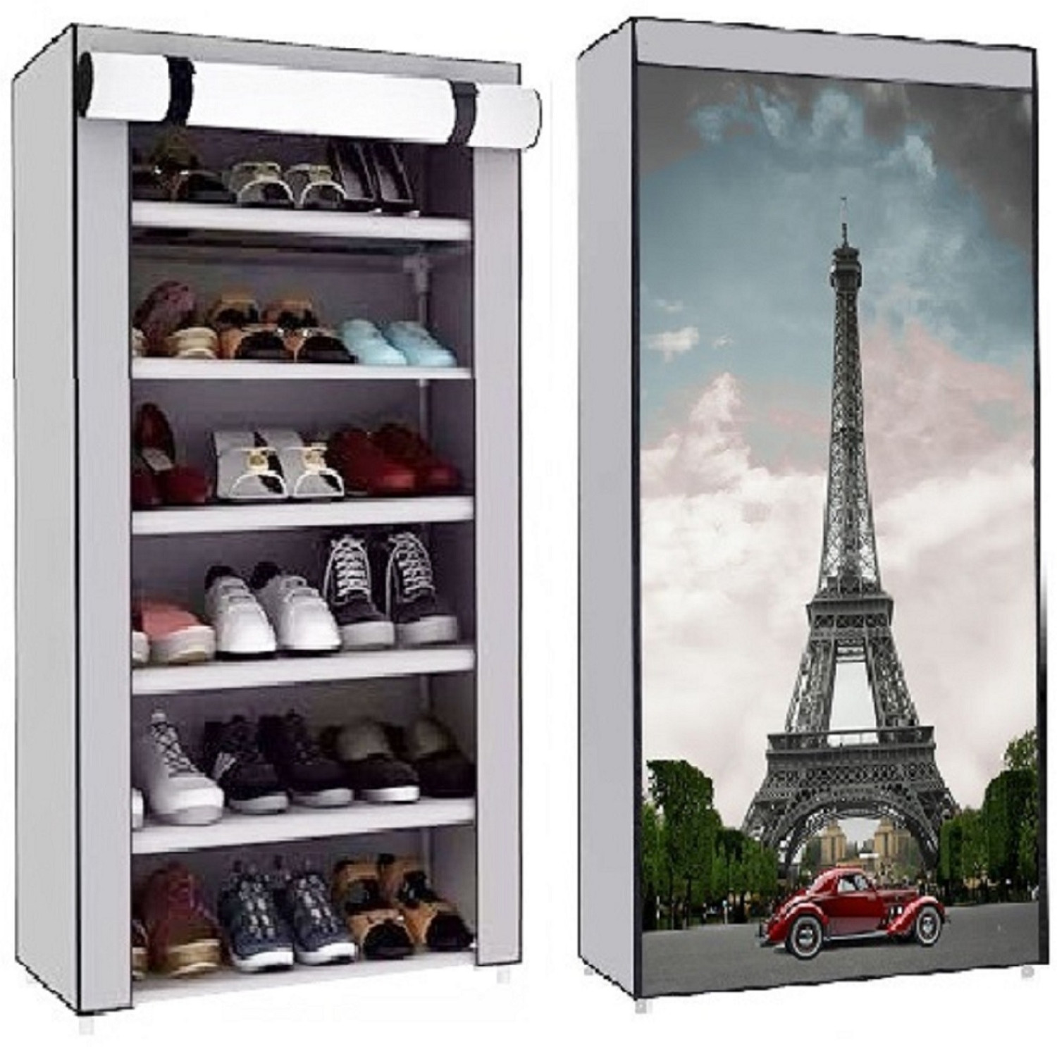 Image of VIKNORT 5-Layer Carbon Steel Black Shoestand Metal Collapsible Shoe Stand (BLACK, 5 Shelves, DIY(Do-It-Yourself))