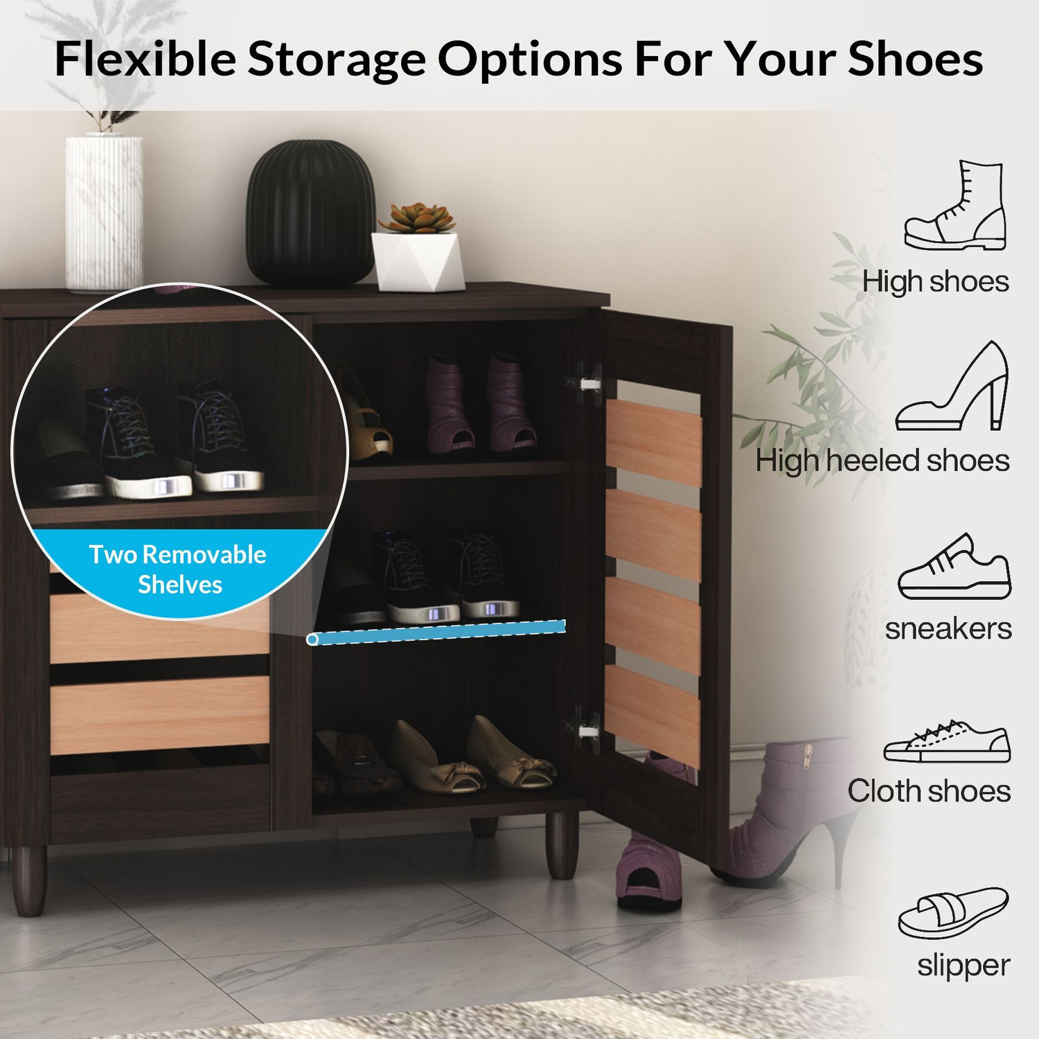 Image of Flipkart Perfect Homes Ever Fresh Two Door Engineered Wood Shoe Rack (Wenge, 3 Shelves, DIY(Do-It-Yourself))