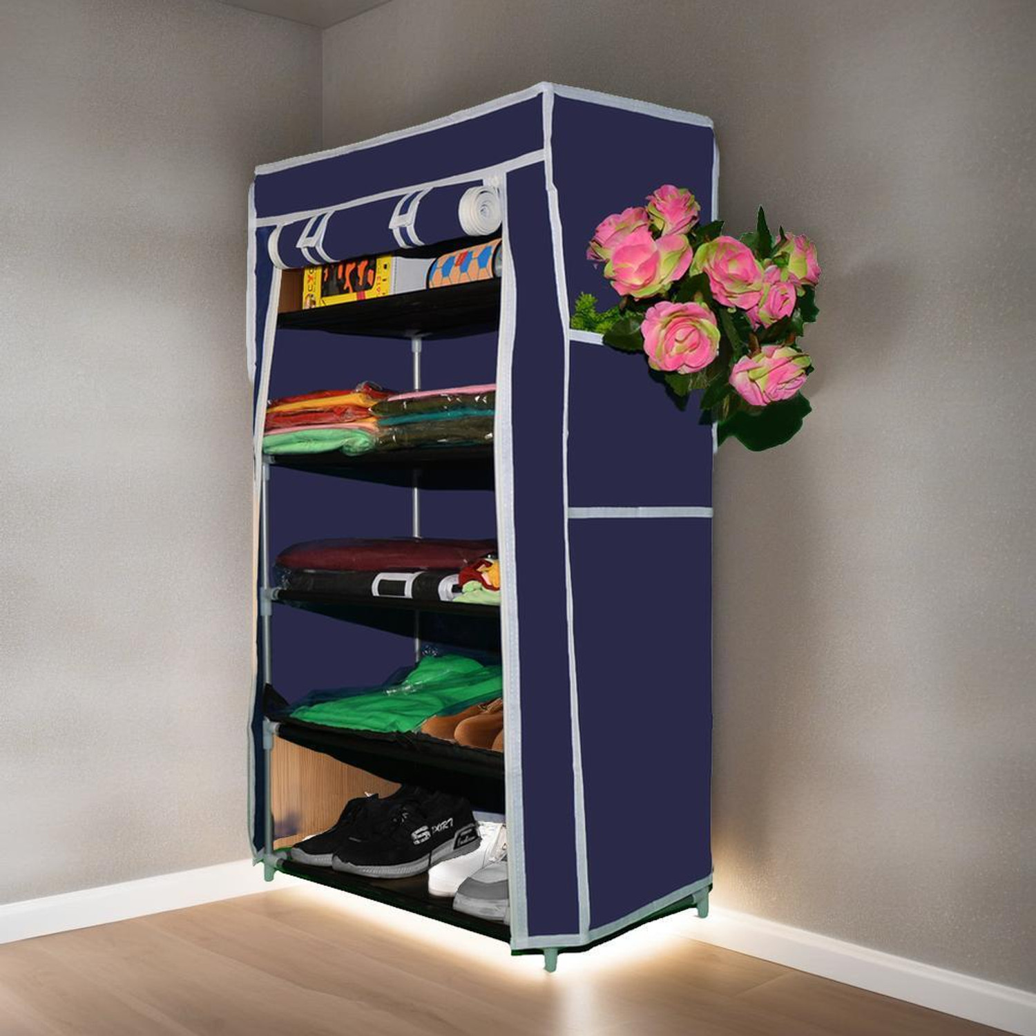 Image of RKE Storage Rack 4 Layers Plastic Collapsible Shoe Stand (Tray rack 4 row., 4 Shelves, DIY(Do-It-Yourself))