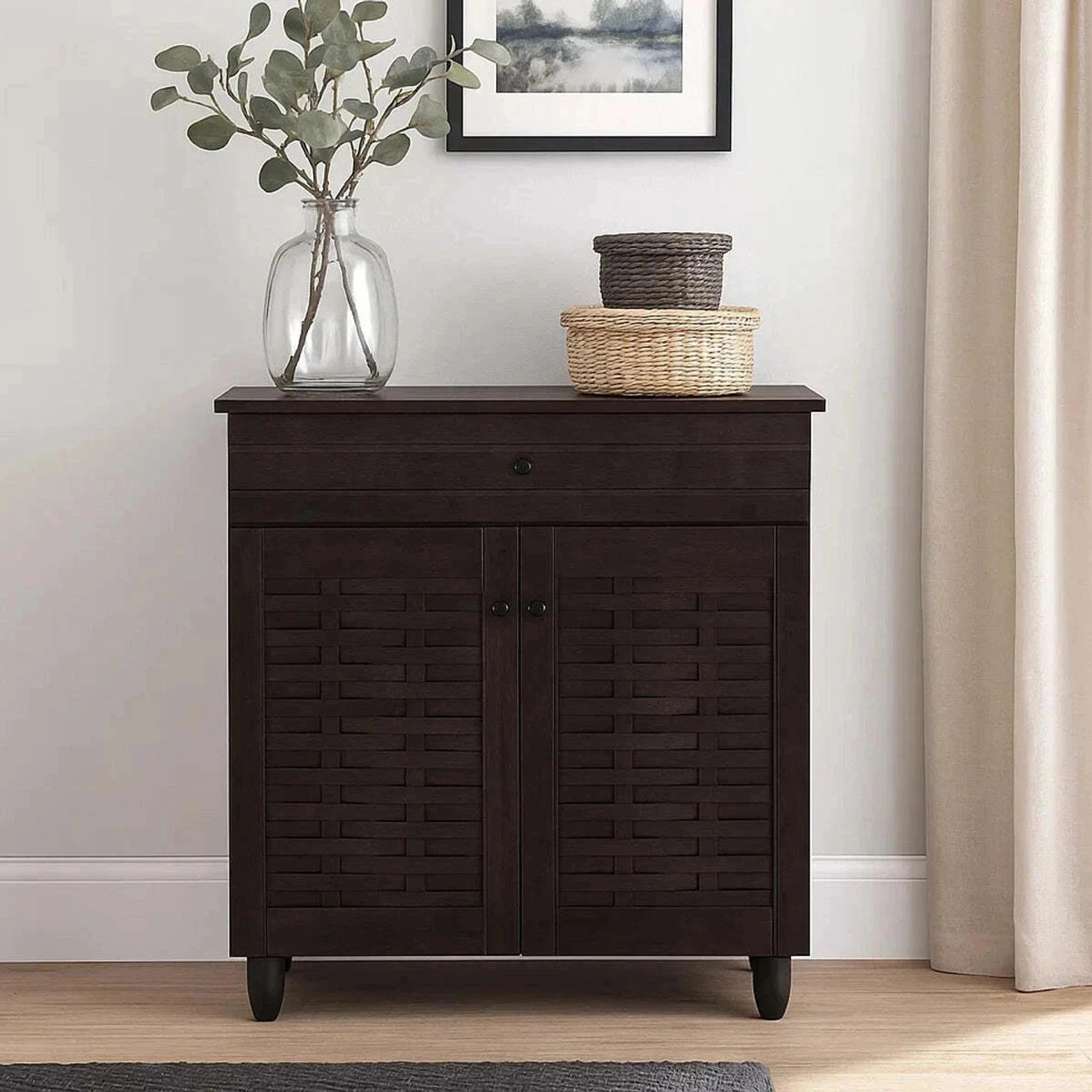 Image of Flipkart Perfect Homes Ever Fresh Two Door Engineered Wood Shoe Rack (Wenge, 3 Shelves, DIY(Do-It-Yourself))