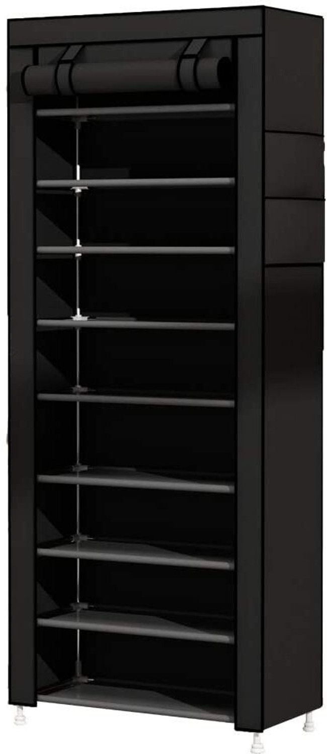 Image of Sasimo 12-Shelf-4-Door Plastic Cubort Shoe Rack Plastic Collapsible Shoe Stand (Grey, 12 Shelves, DIY(Do-It-Yourself))