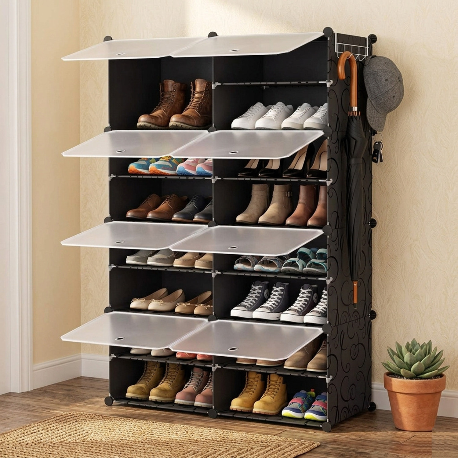 Image of Flipkart Perfect Homes Ever Fresh Two Door Engineered Wood Shoe Rack (Wenge, 3 Shelves, DIY(Do-It-Yourself))