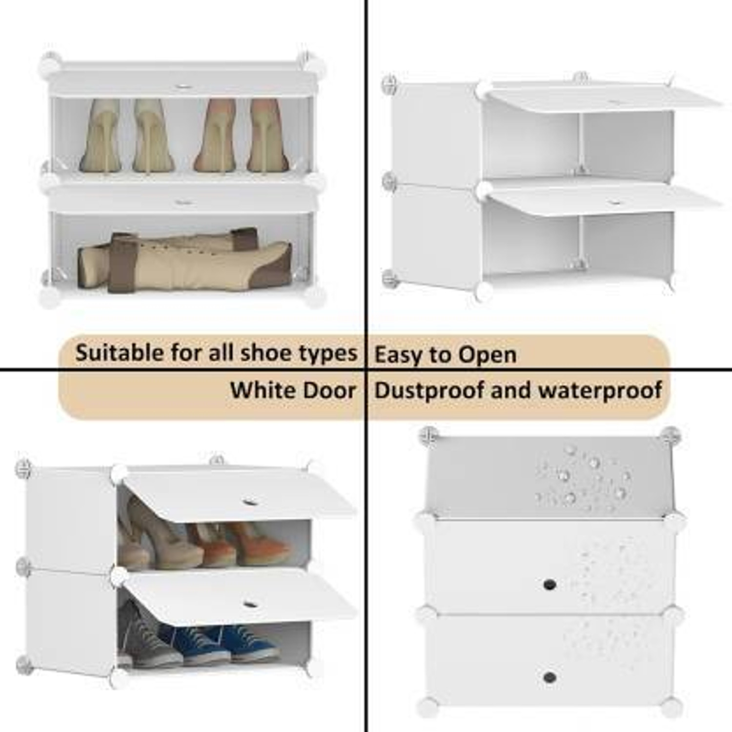 Image of PYXBE 10-Door-10-Shelf Plastic Shoe Rack Storage Organizer for Home BedroomBalcony Plastic Shoe Rack (10-Door-10-Shelf, 10 Shelves, DIY(Do-It-Yourself))
