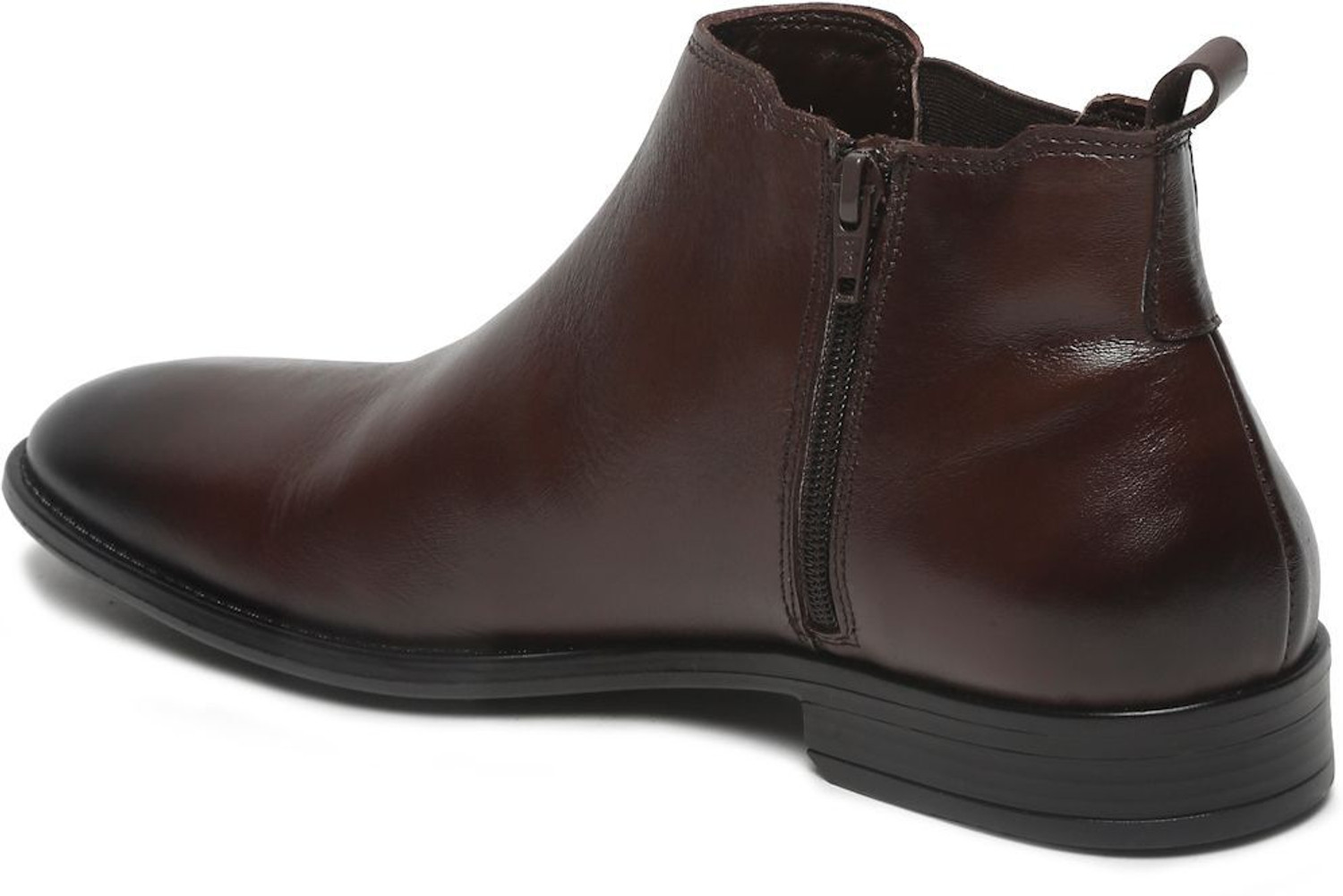 Image of Teakwood Mens Leather Chelsea Boots With Mid Top Block Heels Boots For Men (Brown , 11)