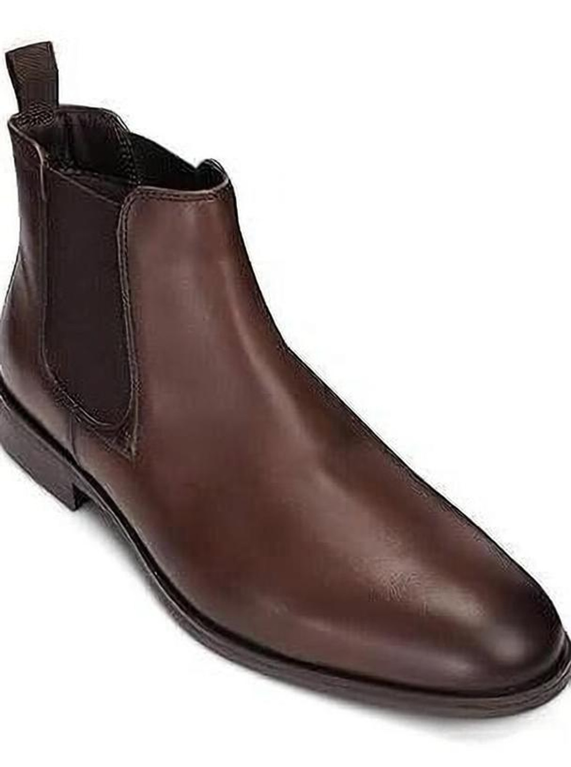 Image of Teakwood Mens Leather Chelsea Boots With Mid Top Block Heels Boots For Men (Brown , 11)