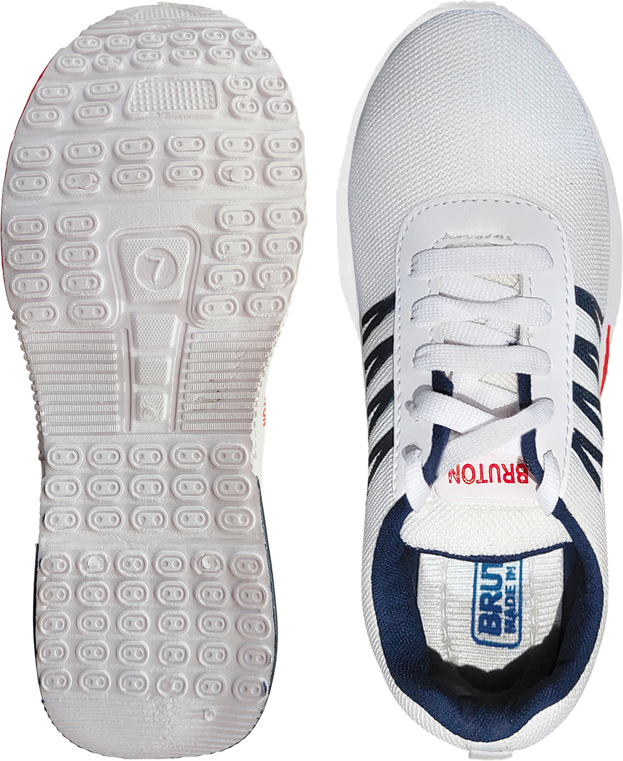 Image of BRUTON Running Shoes | Lightweight Breathable Mesh Sports Shoes | Comfortable Running Shoes For Men (White , 9)