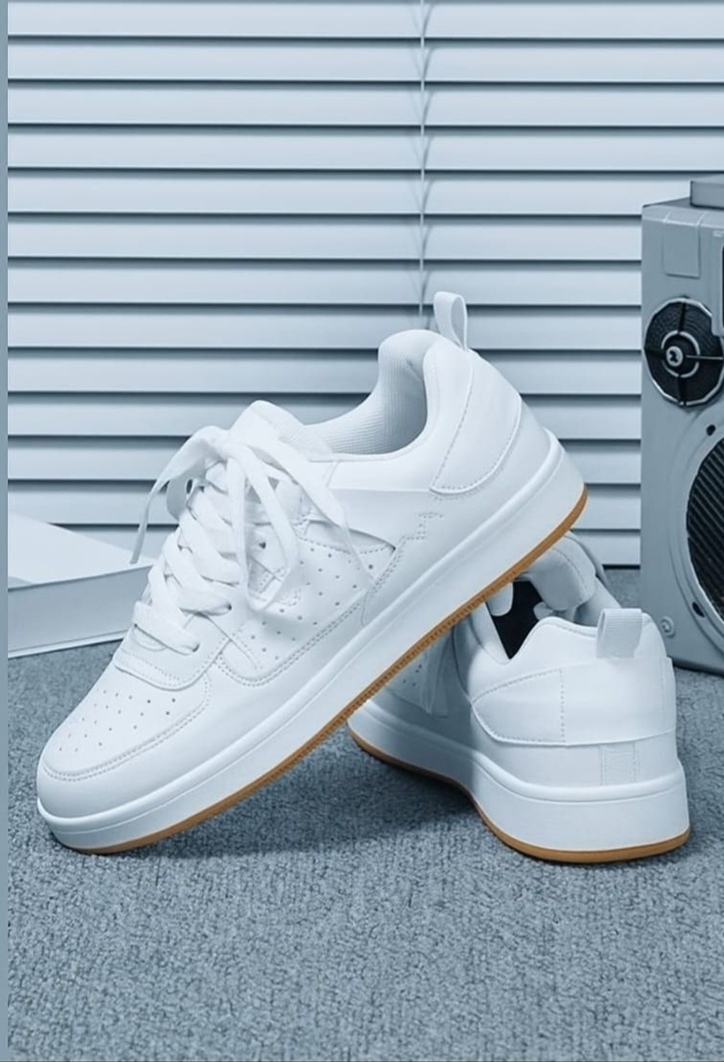 Image of Nilatin White Classic Breathable High-End Fashionable Sneakers For Men (White, 8)