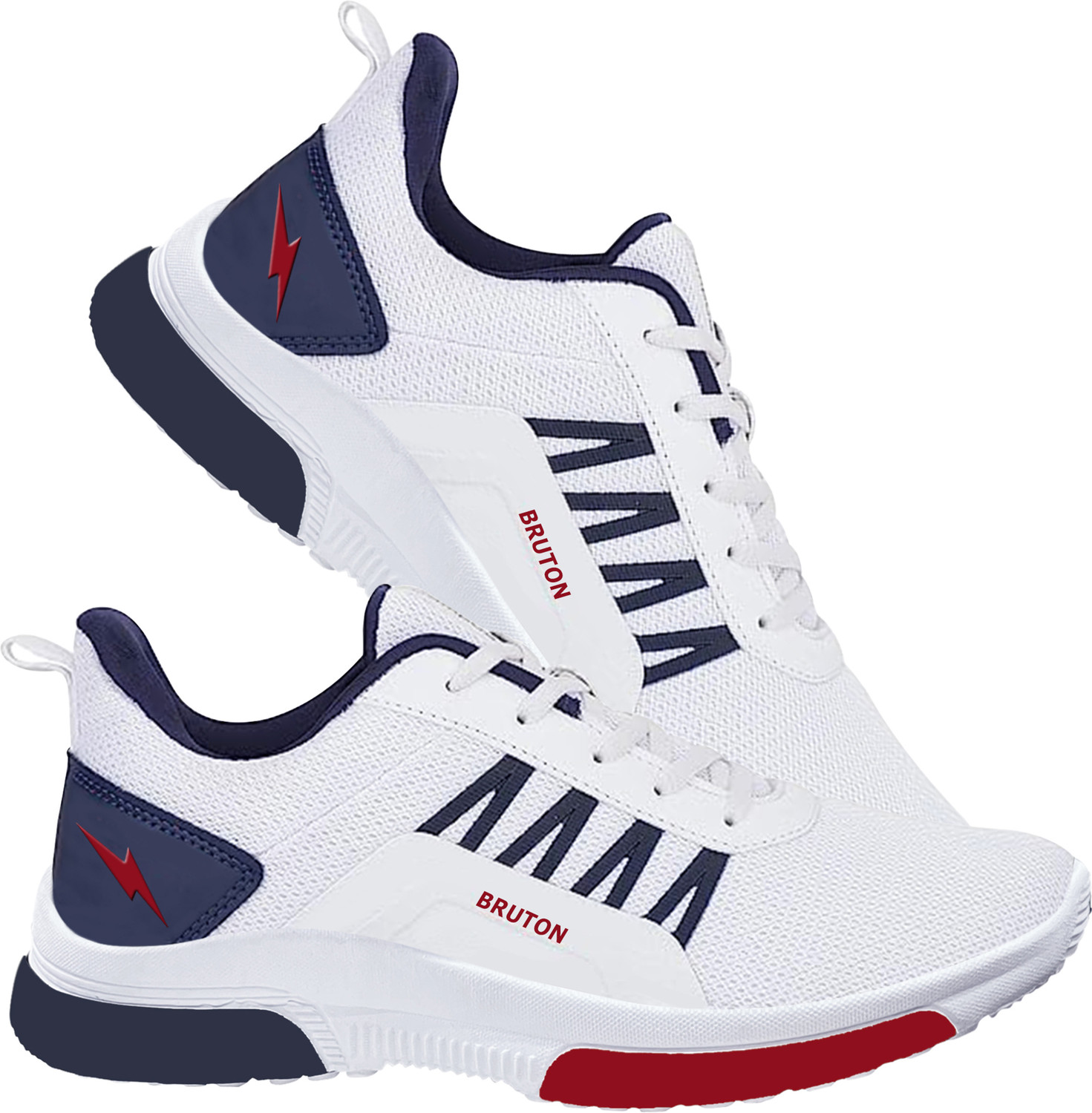 Image of BRUTON Running Shoes | Lightweight Breathable Mesh Sports Shoes | Comfortable Running Shoes For Men (White , 9)