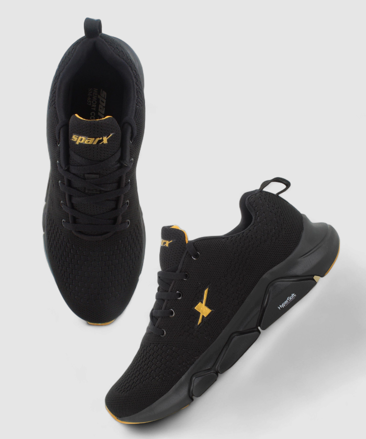 Image of Footox Trendy Sports Running Shoes For Men (Black, Gold , 10)