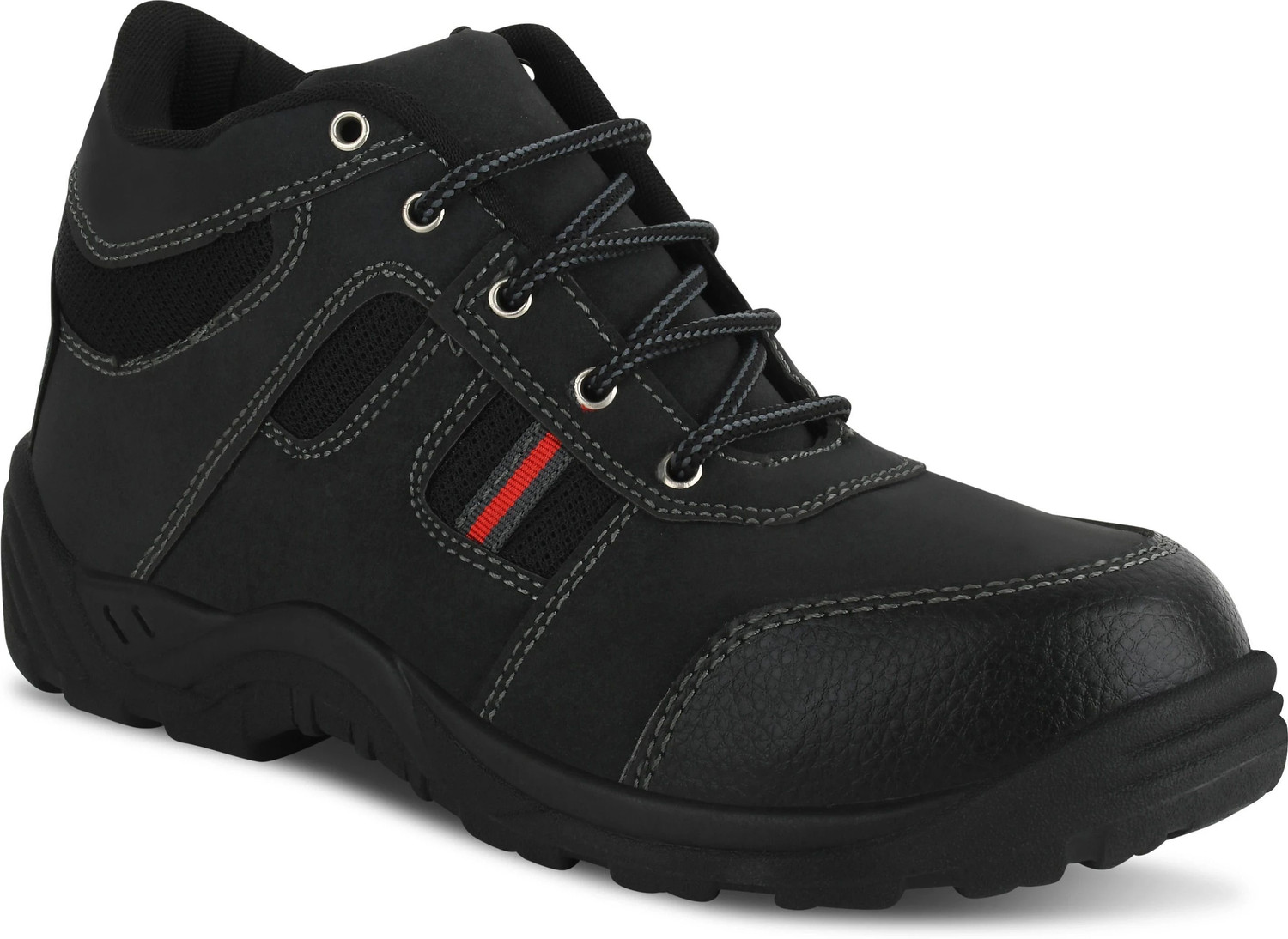 Image of FOOT TRENDS PVC Safety shoes with steel toes for industrial, construction and warehouse use For Men (Black , 8)