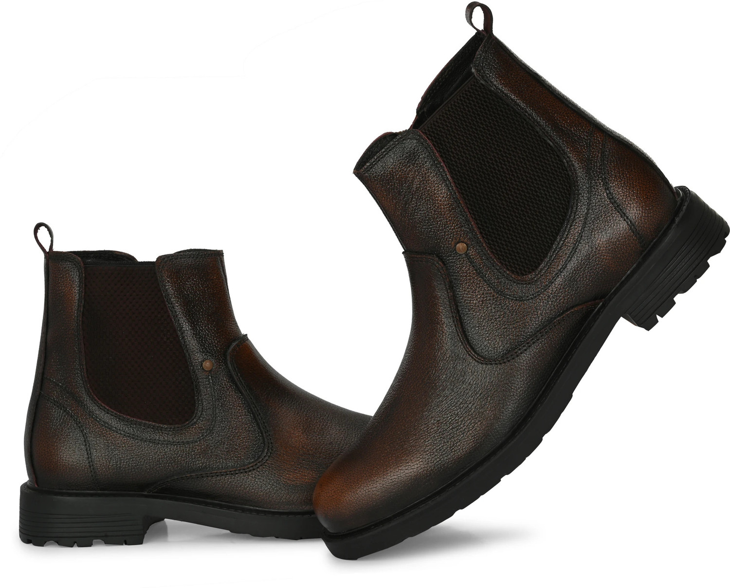 Image of GALEX 100% Genuine Leather Chelsea Boots for Men | Cushioned Insole, Slip-Resistance Boots For Men (Brown , 10)