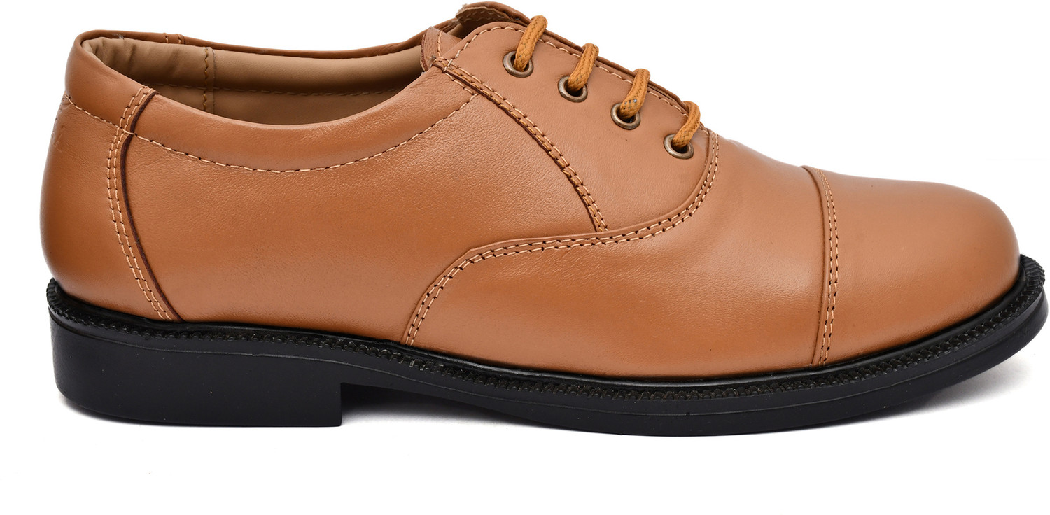 Image of PILLAA Men's Genuine Leather Lace Up Office Formal Oxford Shoes Lace Up For Men (Beige , 11)