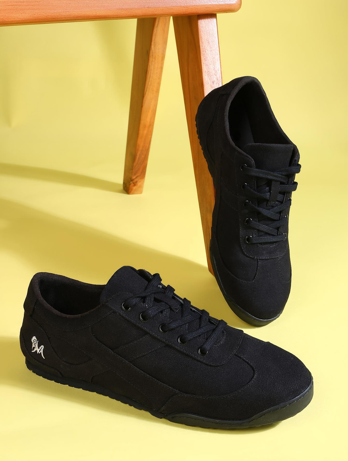 Image of Neemans Cotton Classic Slipon Casual Shoes For Men | Lightweight & Comfortable Slip On Sneakers For Men (Black , 12)