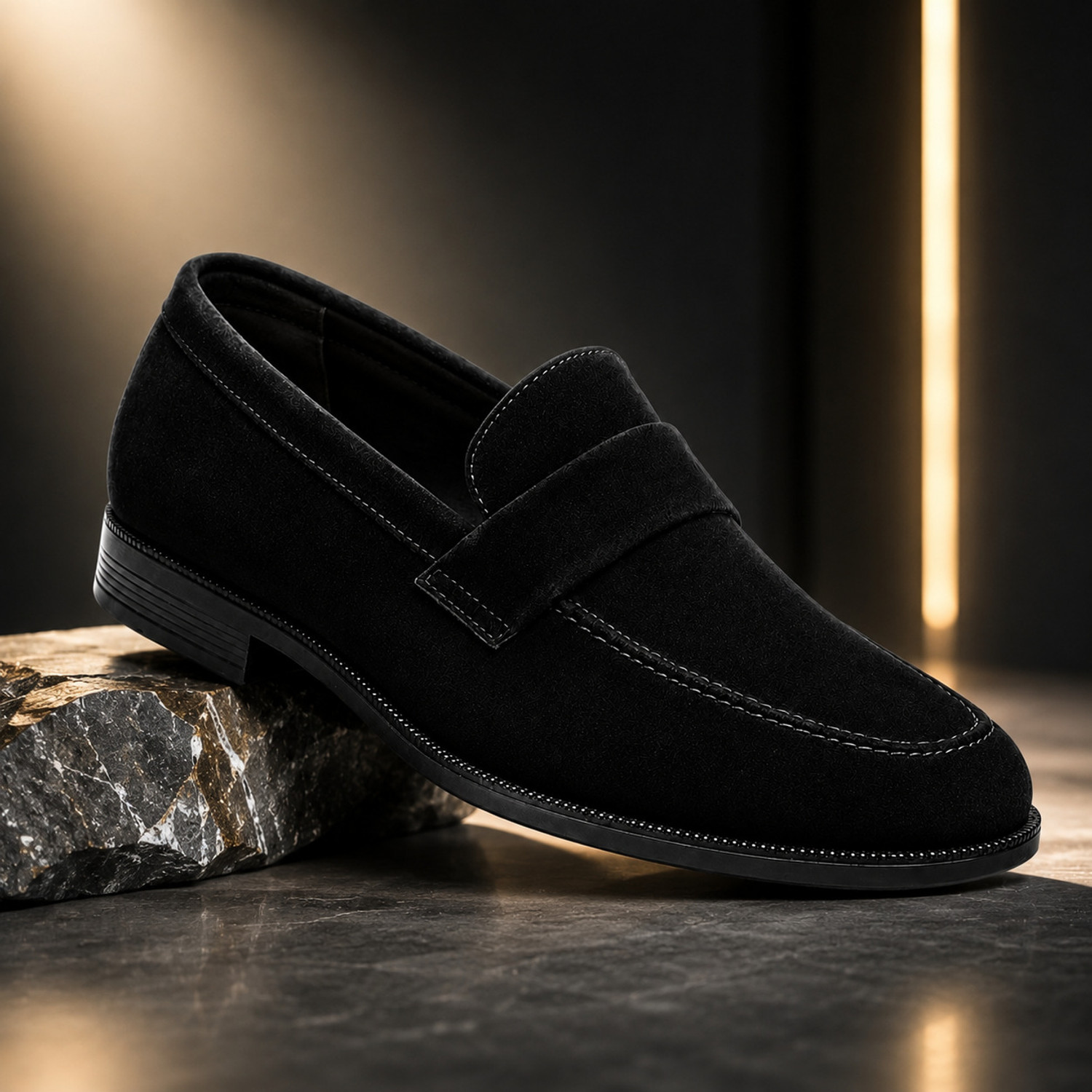 UZ TRADE Men's Black Suede Slip-On Loafers - Image 4
