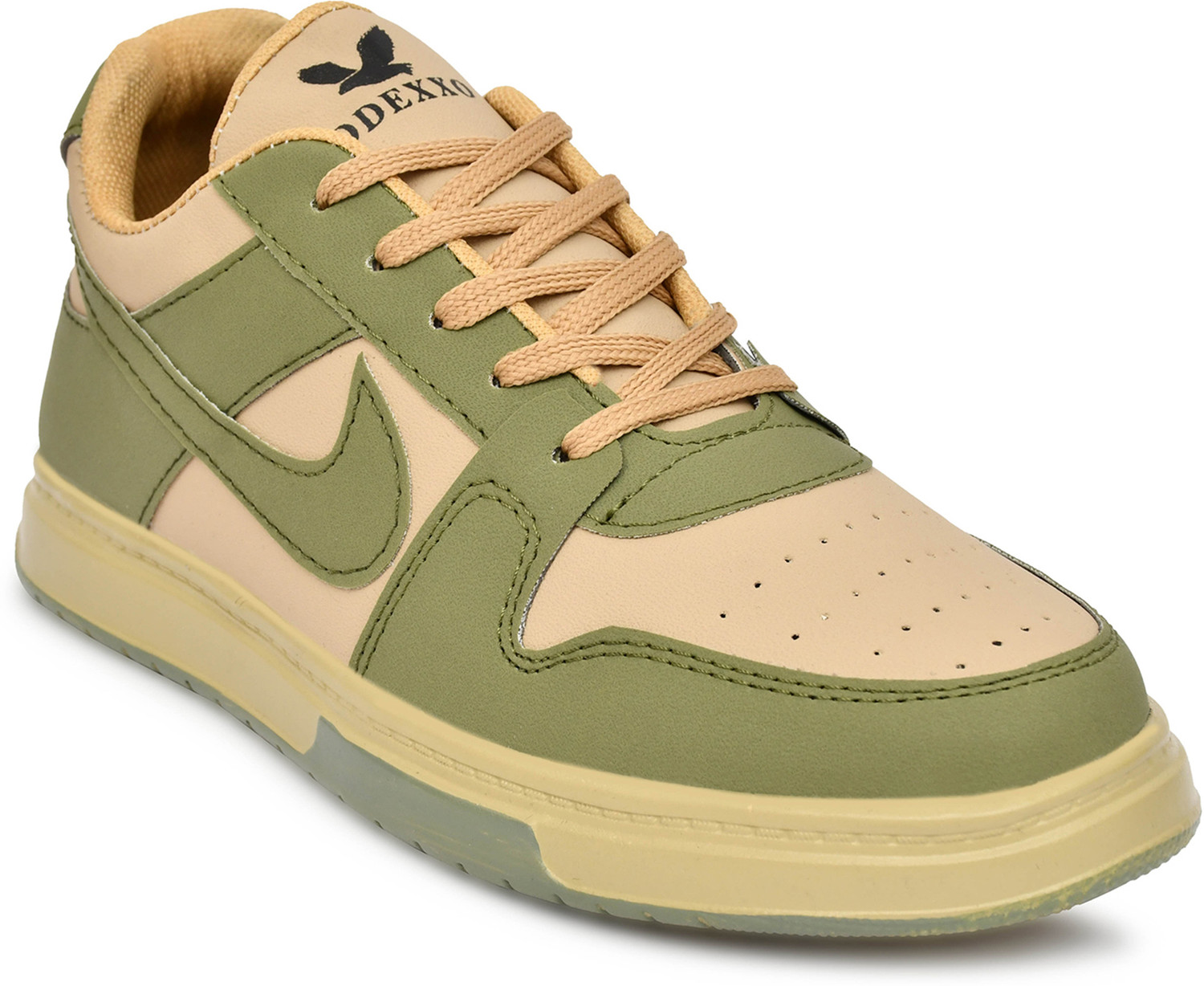 Image of RODEXXO Men's Casual Green Sneakers - Dual tone shoes in Green and Beige color Sneakers For Men (Beige, Green , 8)