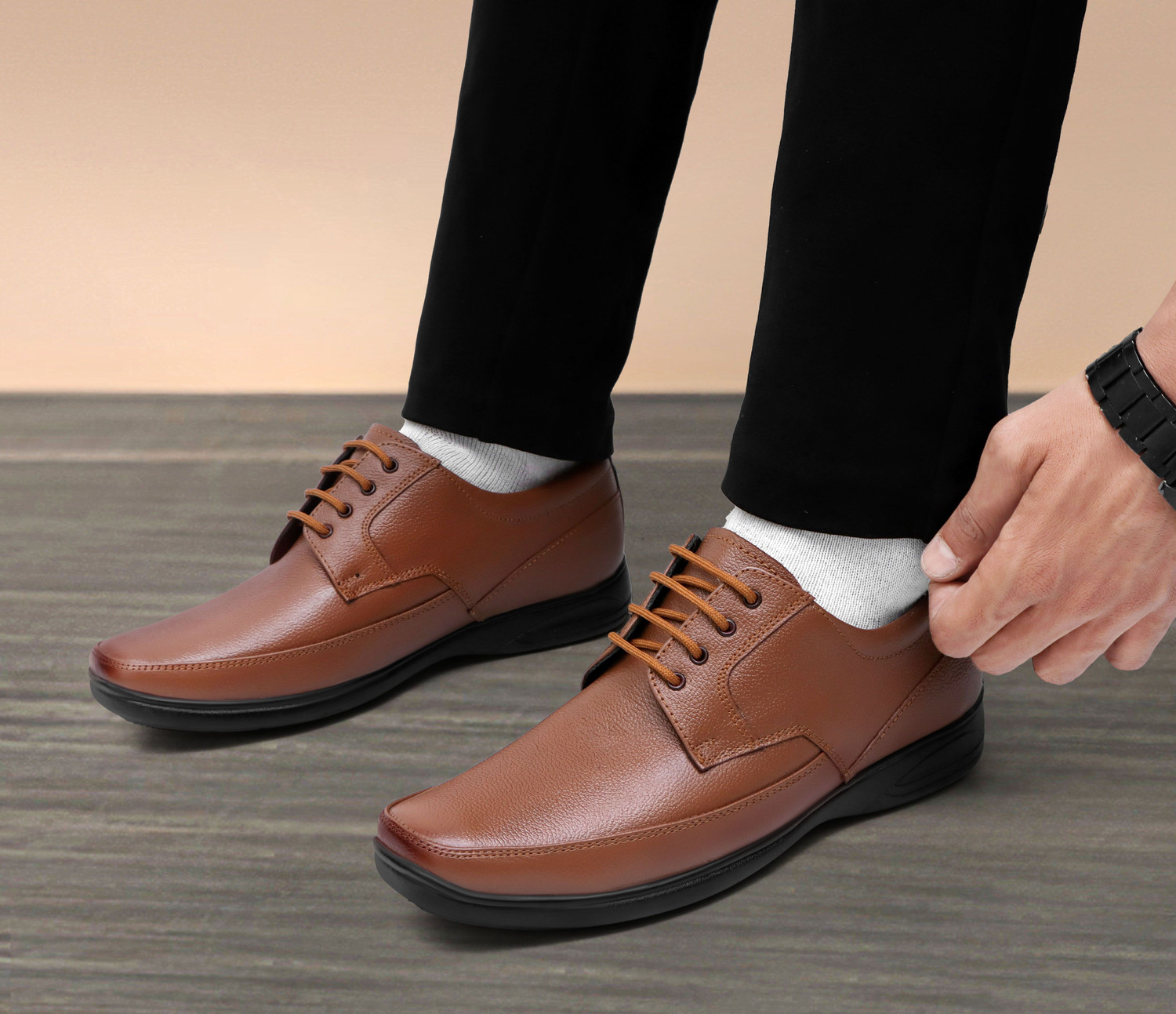 Image of Michael Angelo Formal Shoes For Men (Tan , 5)