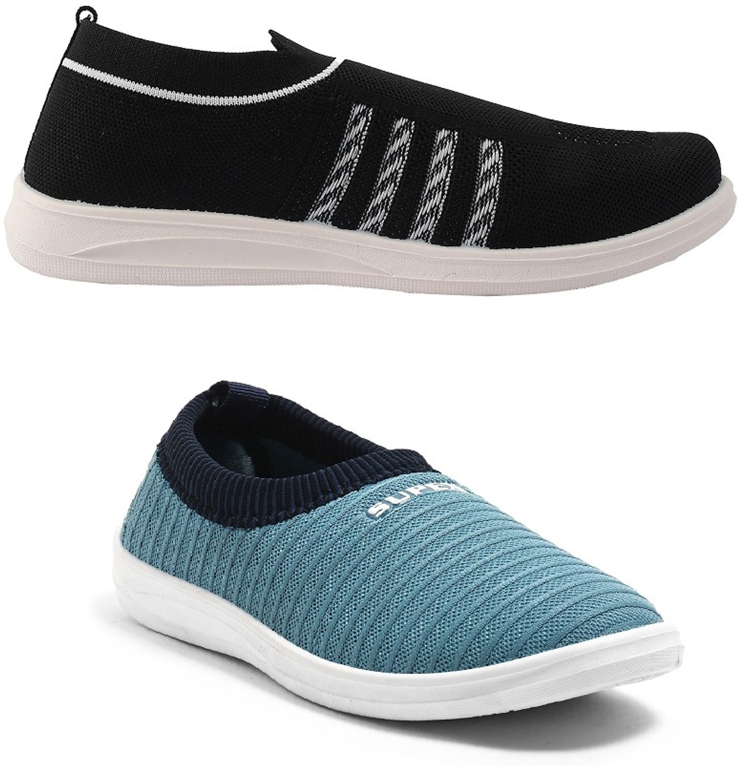 Image of Fabbmate 2 Pair Without Laces Daily use Shoes Canvas Shoes For Women (Multicolor , 6)