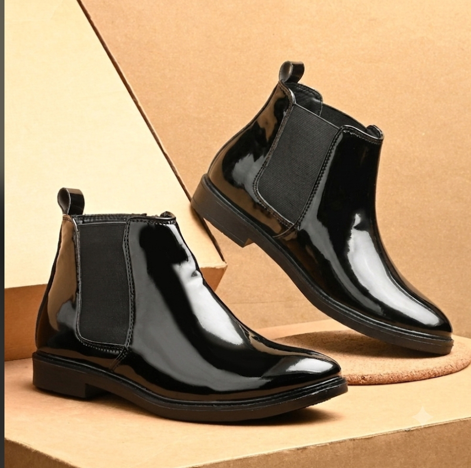 Pocy Shoes Black Slip-on Chelsea Boots For Men - Image 1