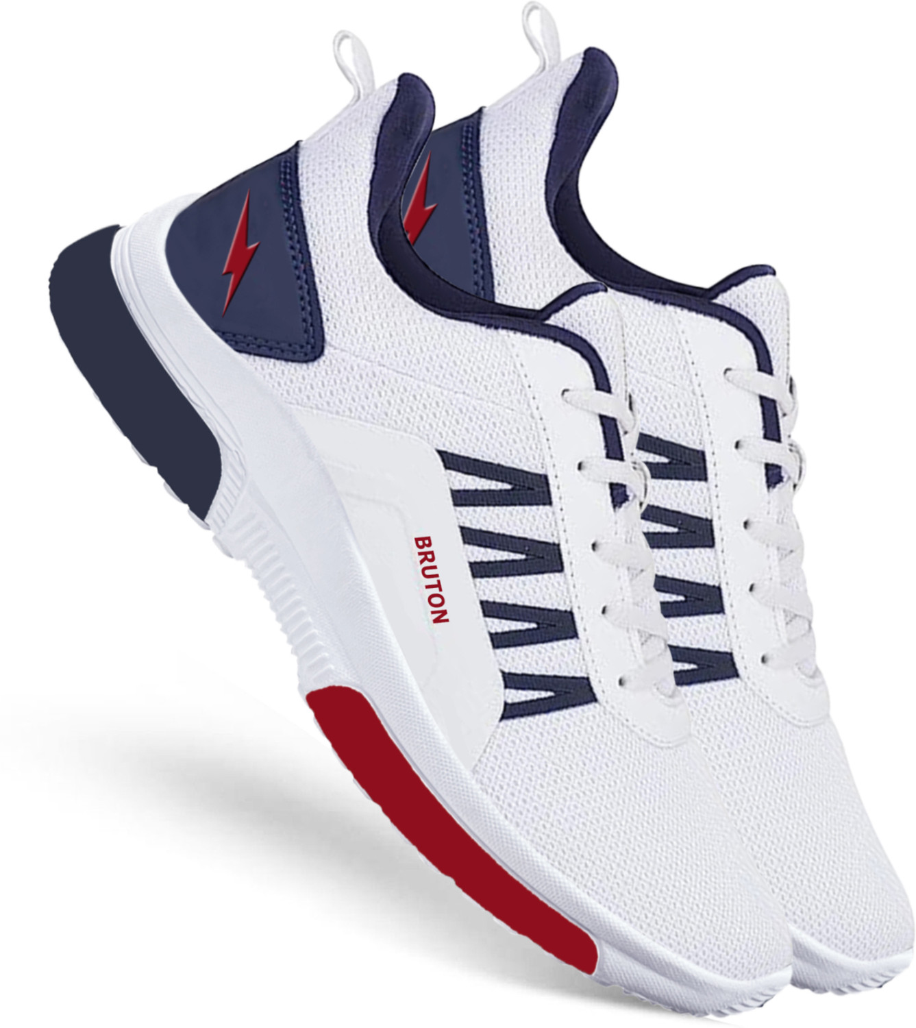 Image of BRUTON Running Shoes | Lightweight Breathable Mesh Sports Shoes | Comfortable Running Shoes For Men (White , 9)