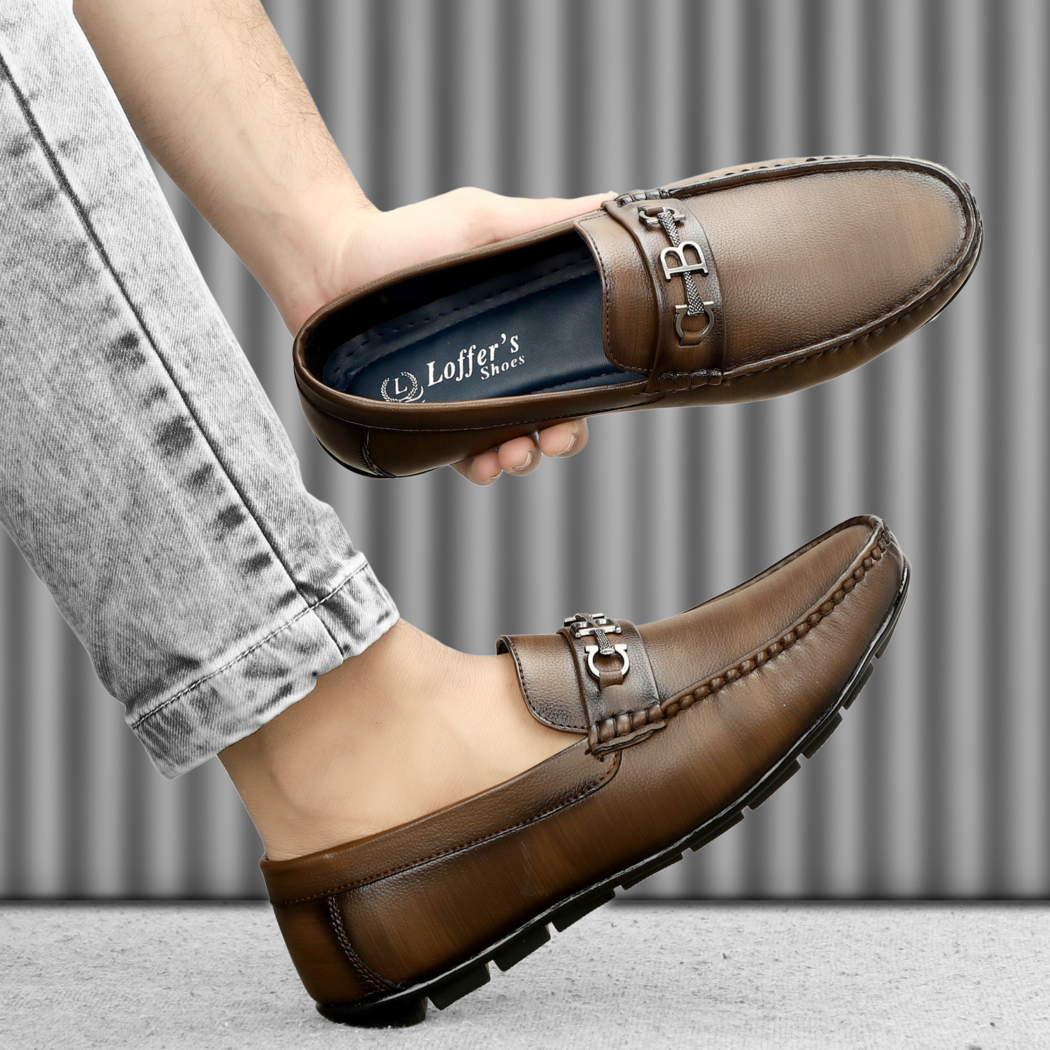 Image of LeatherSofty leather stylish shoes for men Loafers For Men (Brown , 10)