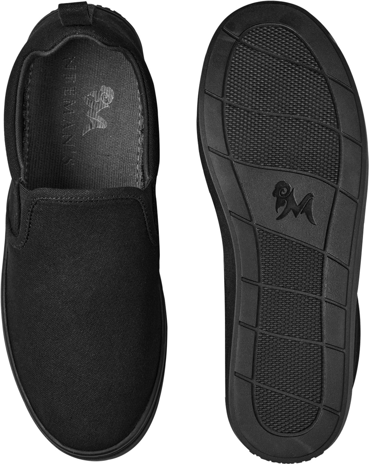 Image of Neemans Cotton Classic Slipon Casual Shoes For Men | Lightweight & Comfortable Slip On Sneakers For Men (Black , 12)