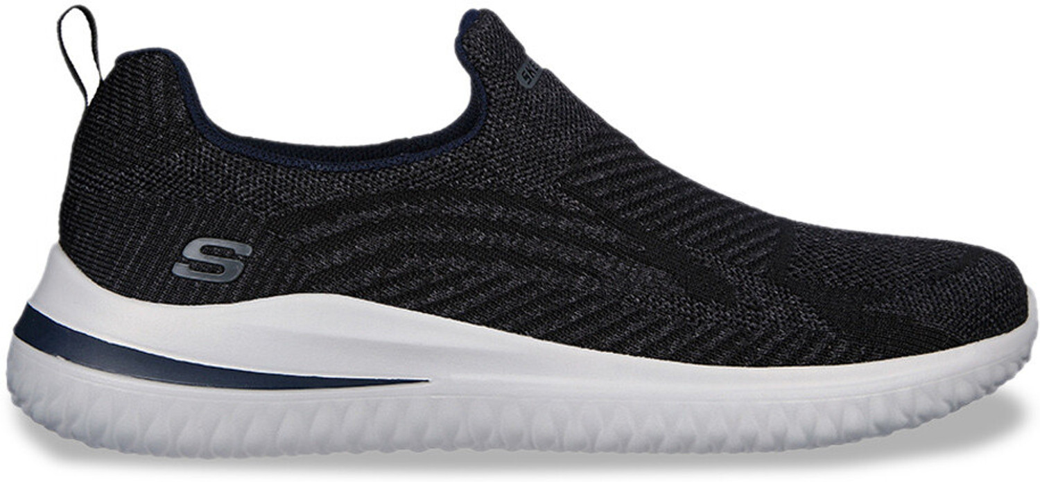 Image of Skechers DELSON 3 Men Textured Round Toe Slip On Casual Sneakers Casuals For Men (Black , 12)