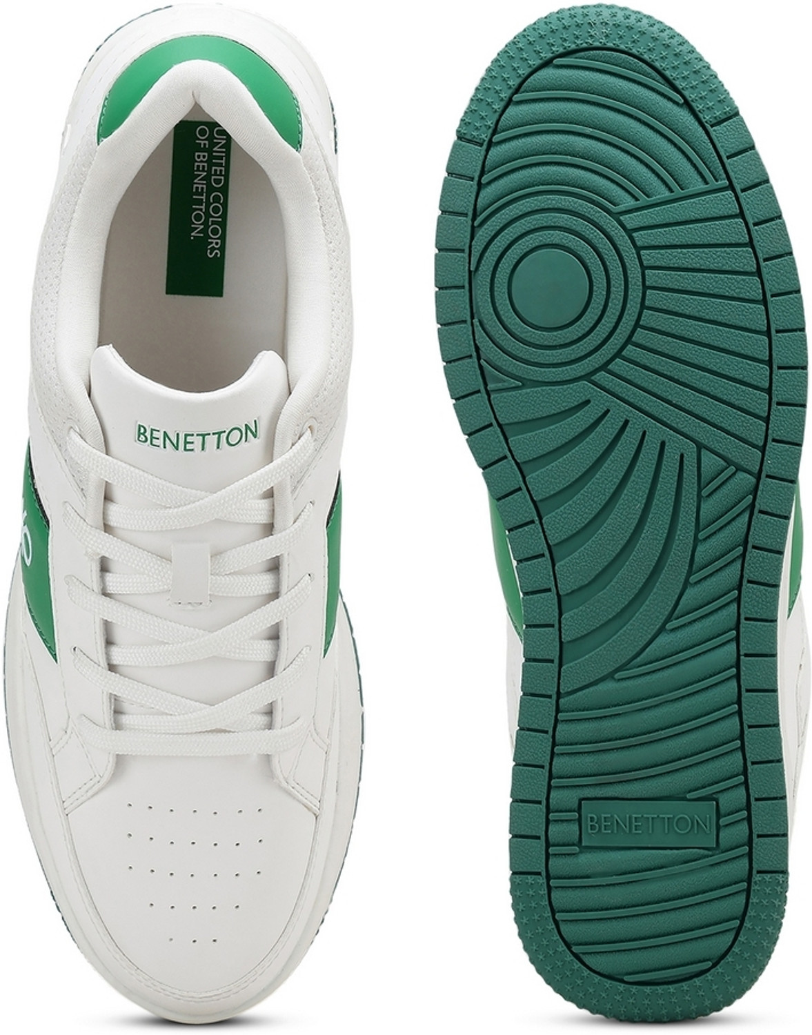Image of United Colors of Benetton Perforations Lace-Up Sneakers Sneakers For Men (White , 8)