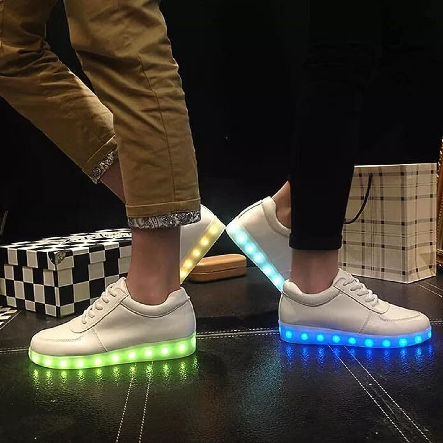 Image of VENDOZ RECHARGABLE WATERPROOF LED LIGHT PARTY SHOES WITH USB CHARGING CABLE FOR WOMEN Sneakers For Women (White, Multicolor , 3)