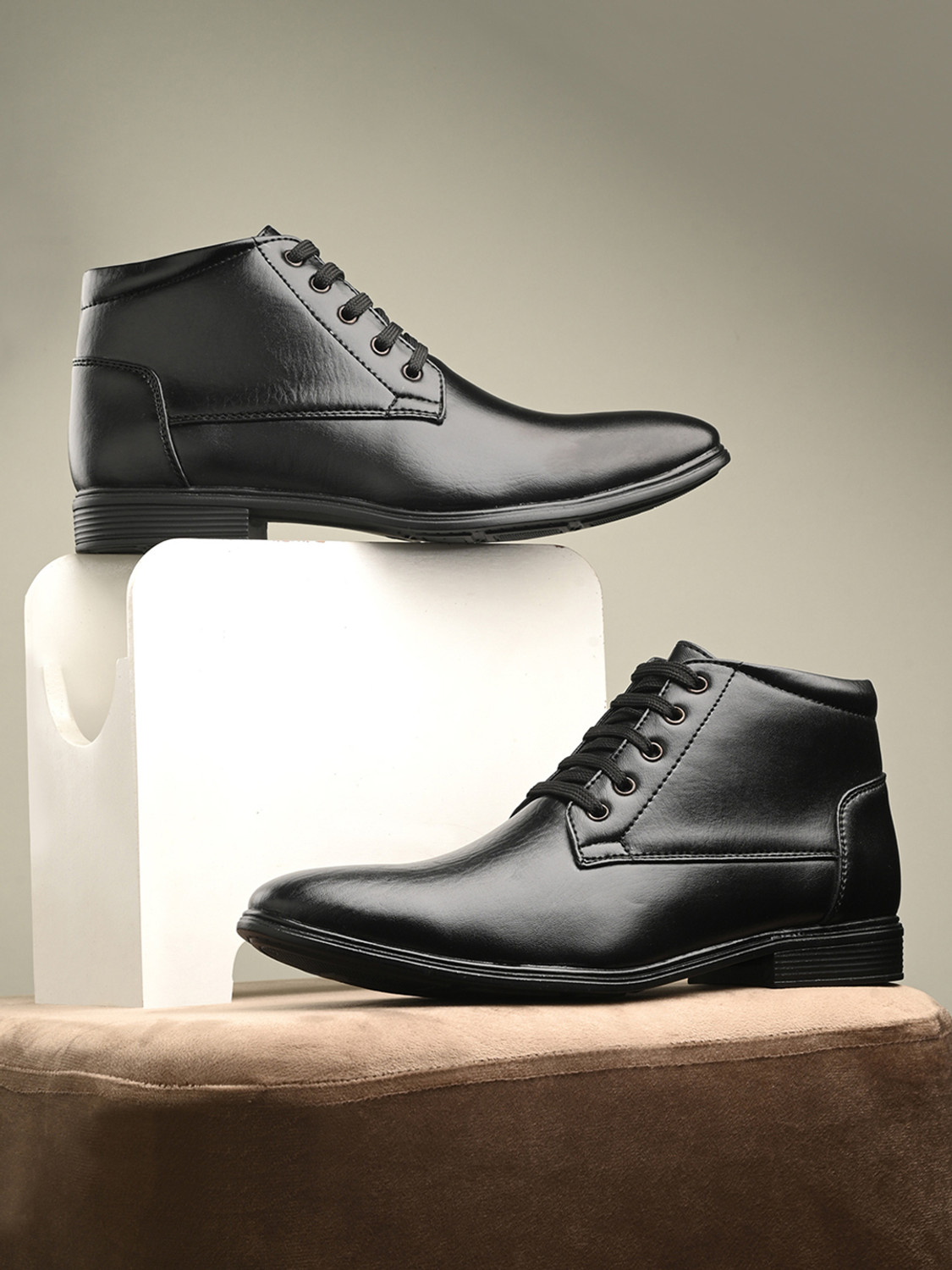 Image of Zixer Leather Mid-Top Formal Shoes Men's /Office Leather Shoe For Men /Derby Formal Shoe Lace Up For Men (Black , 8)