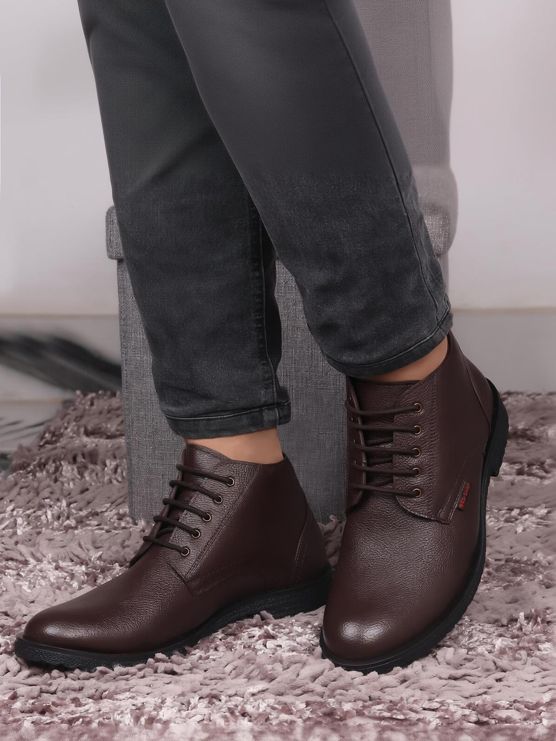 RED CHIEF Genuine Leather Formal Derby Boots for Men Brown RC3808 003 Oxford For Men