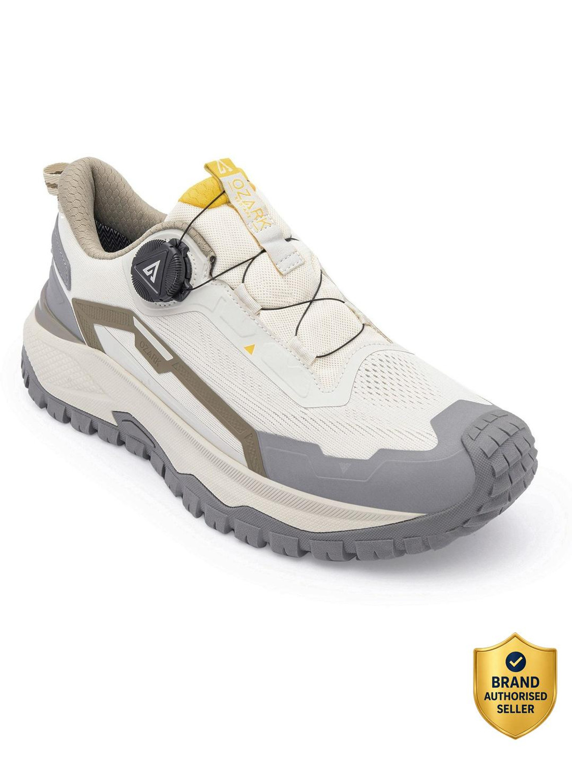 Image of RED TAPE Ozark | Low-Cut Outdoor Hiking & Trekking Shoes For Men (Off White, Grey , 9)